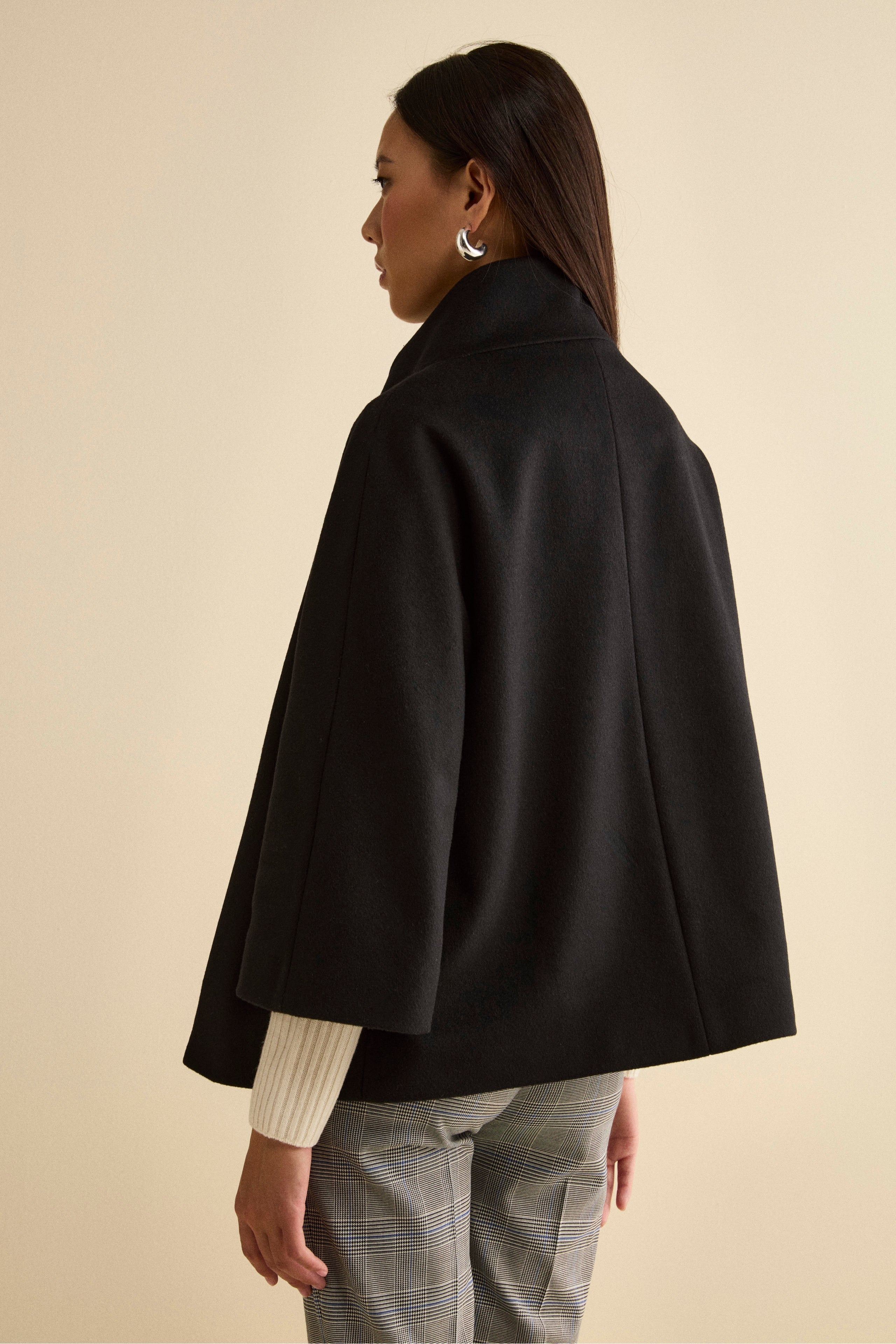 Cappotto Over Corto in Misto Lana e Cashmere - NERO
