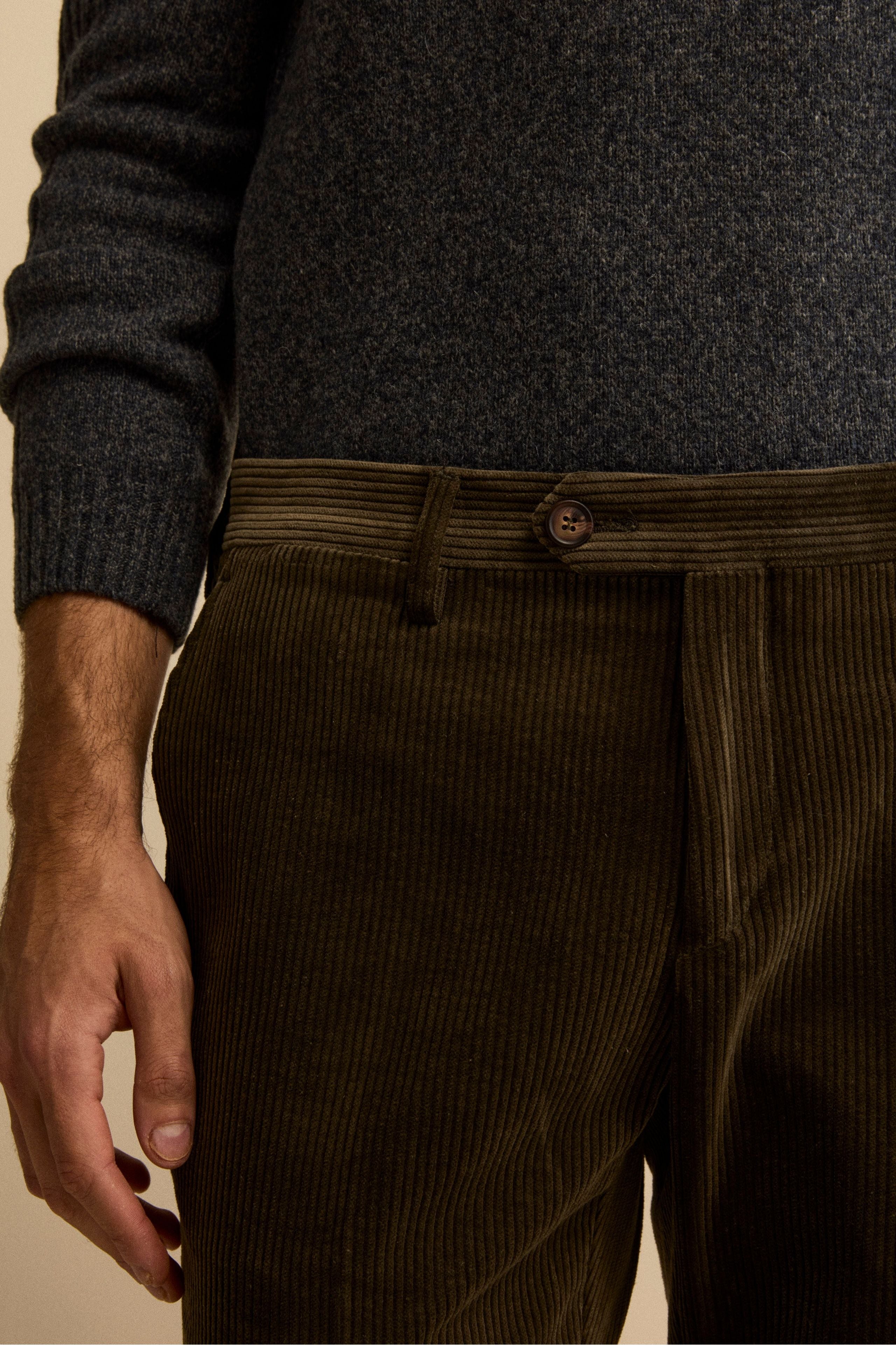 Pantalone in Velluto Regular Fit - VERDE