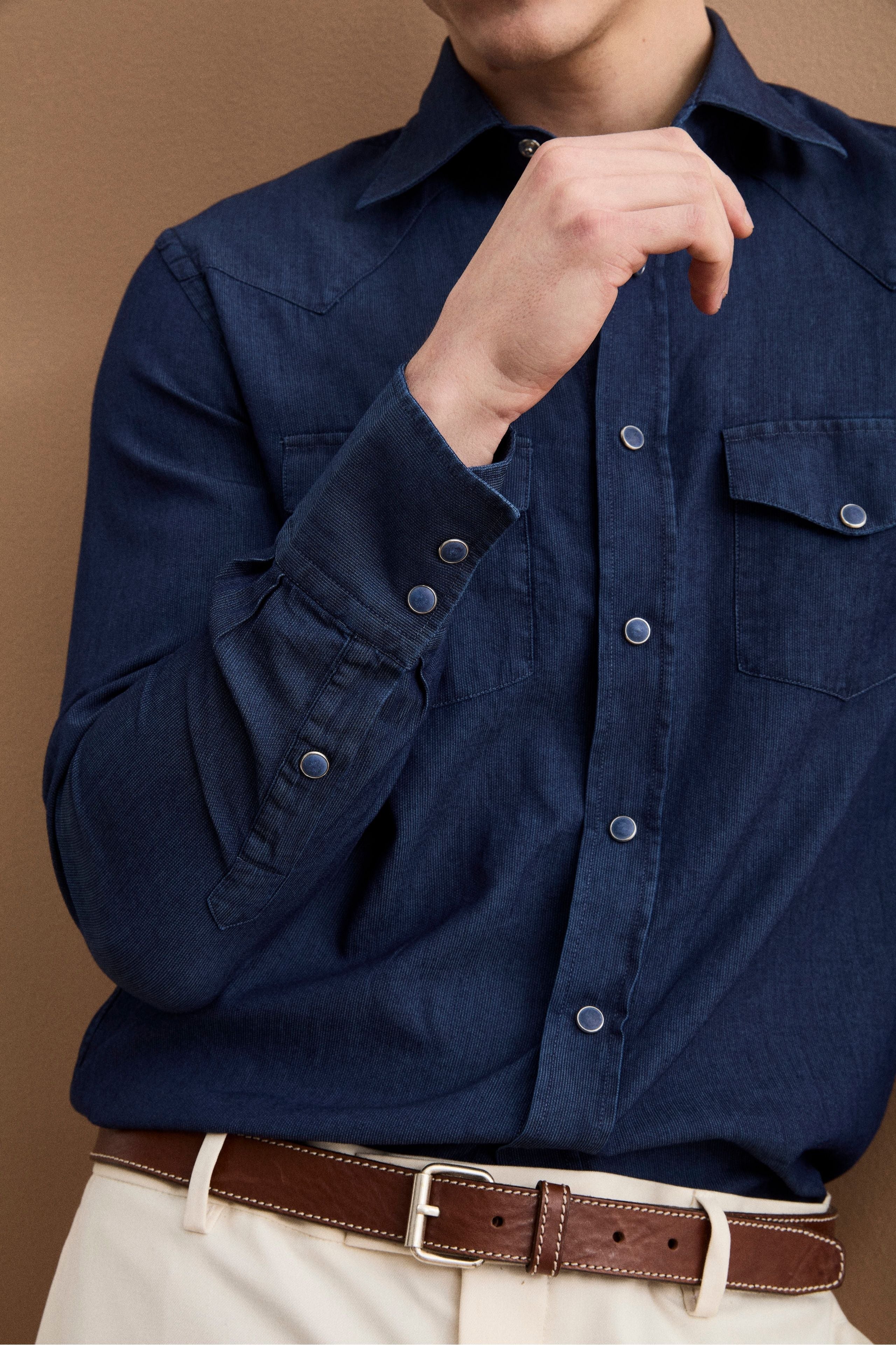 Camicia Jeans in Cotone con Tasche - DENIM