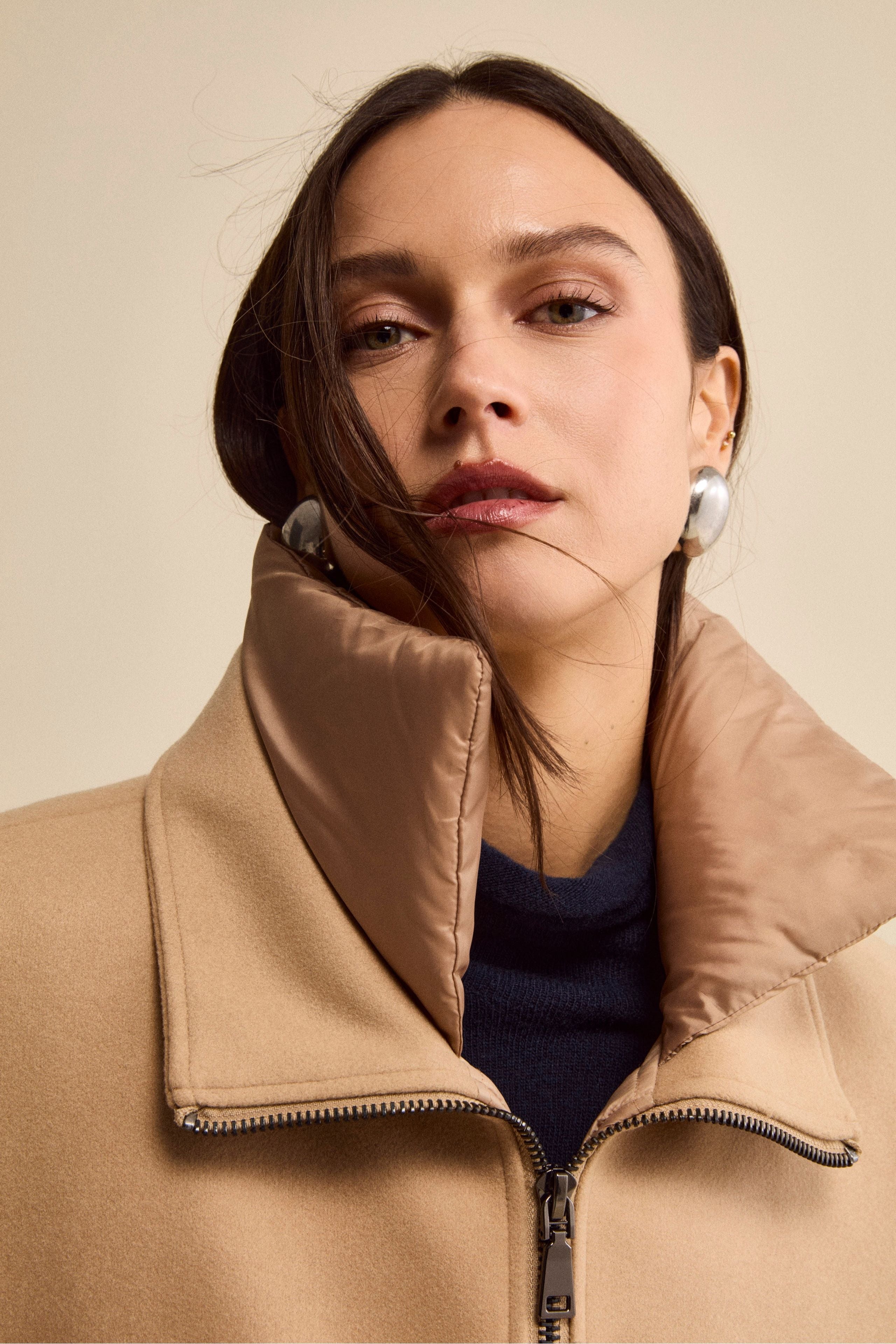 Giubbotto Imbottito Svasato con Zip - CAMMELLO