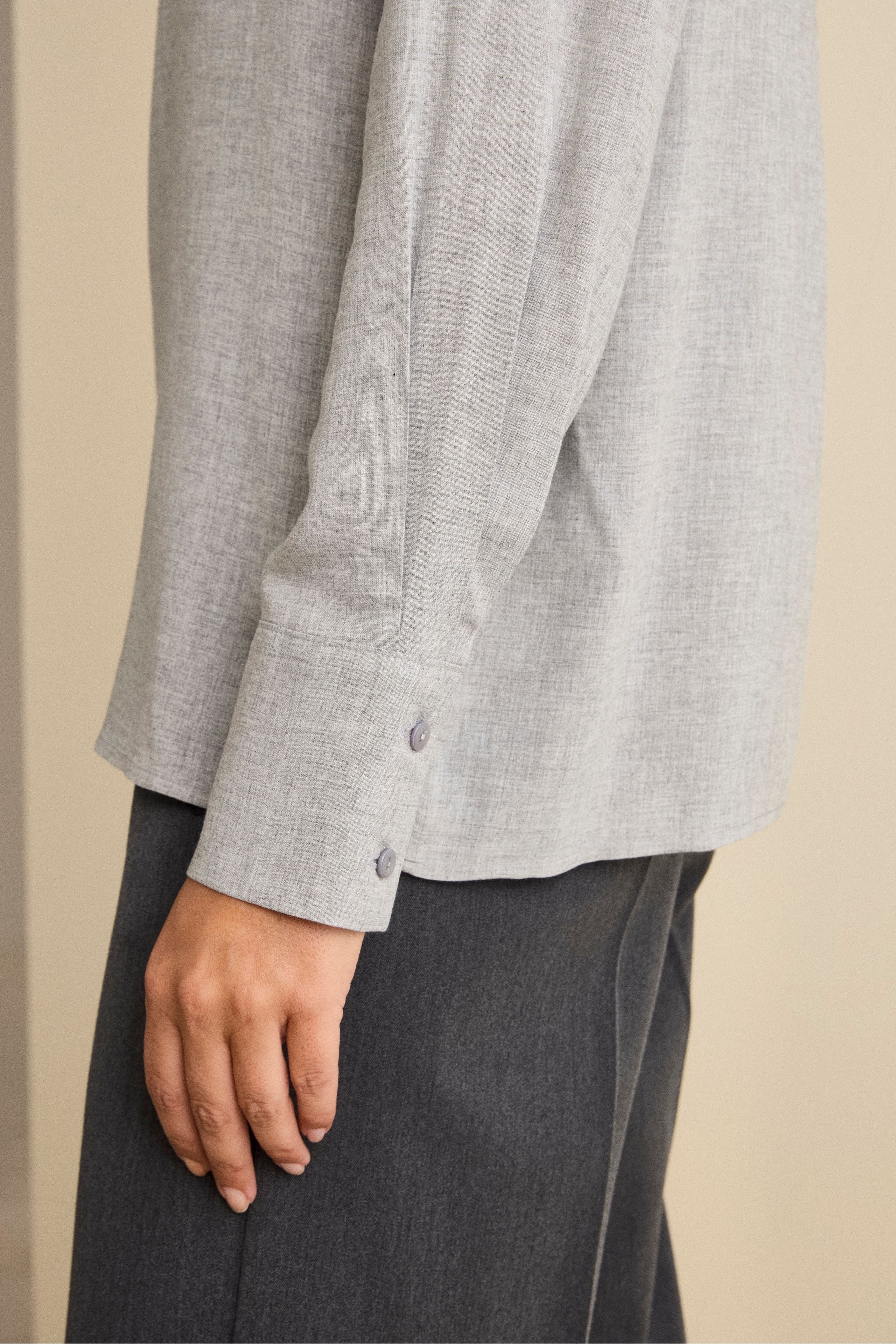 Blusa Over in Garza con Pattine - GRIGIO