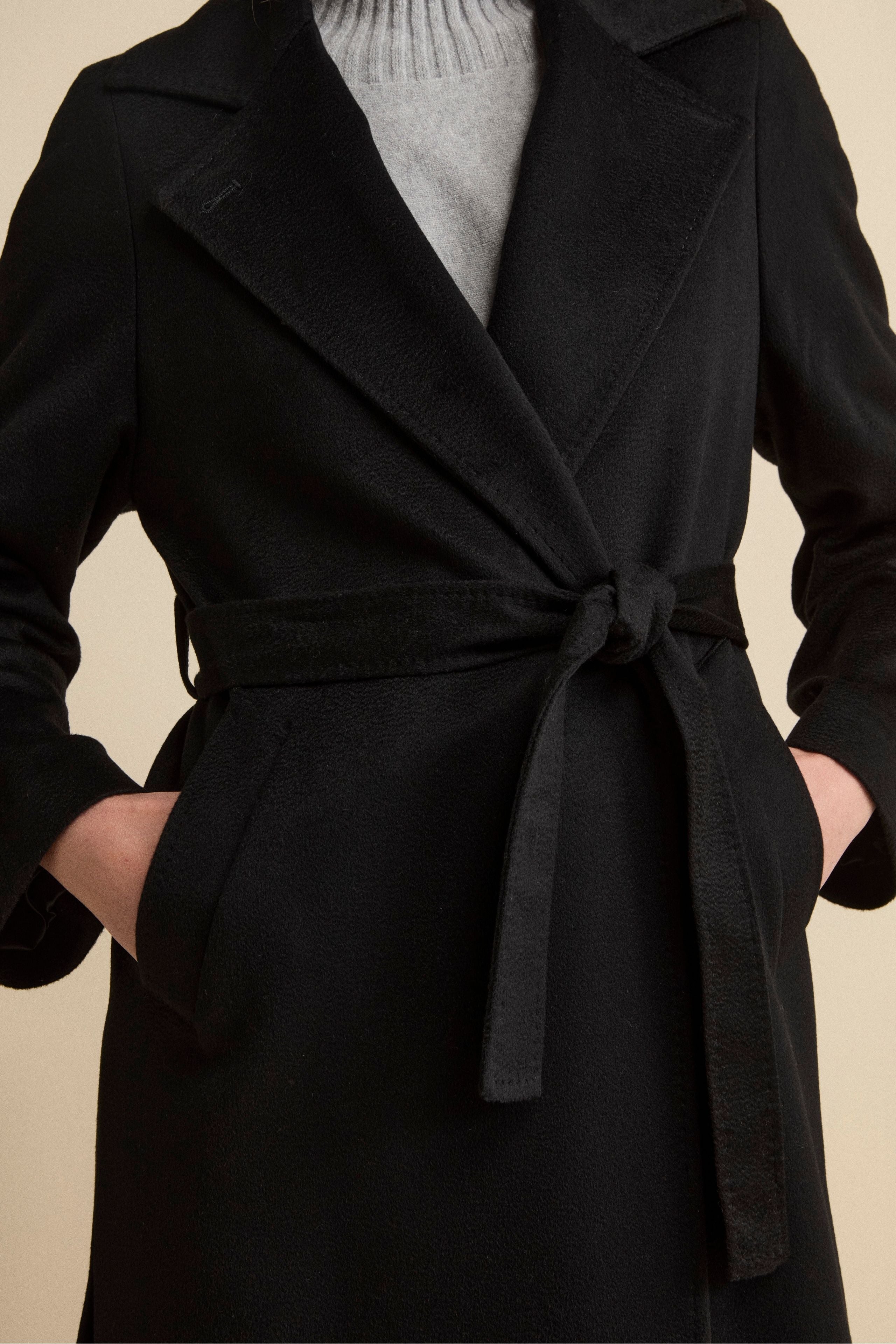 Cappotto Vestaglia Lungo in Cashmere - NERO