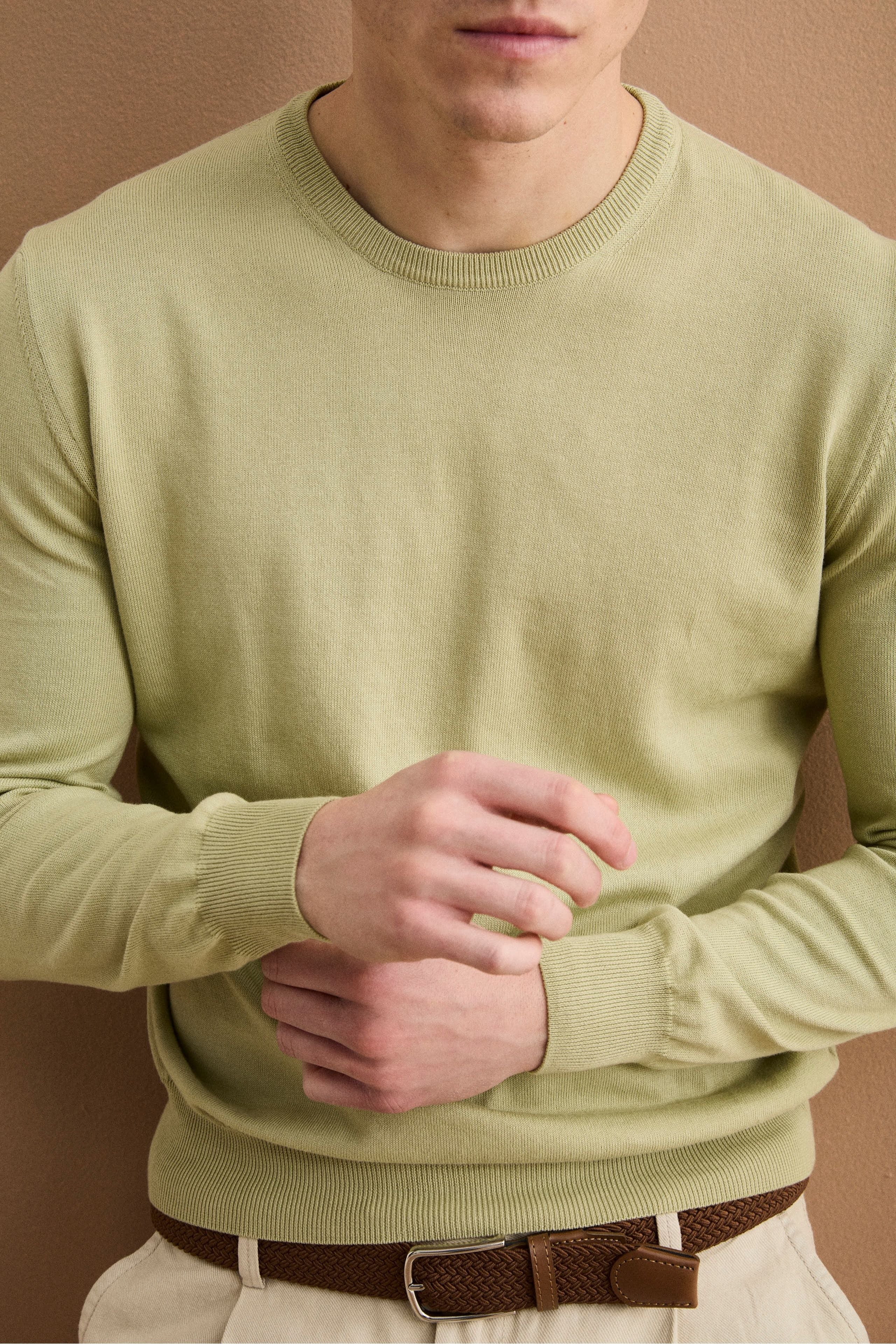 Maglia girocollo in cotone - SALVIA