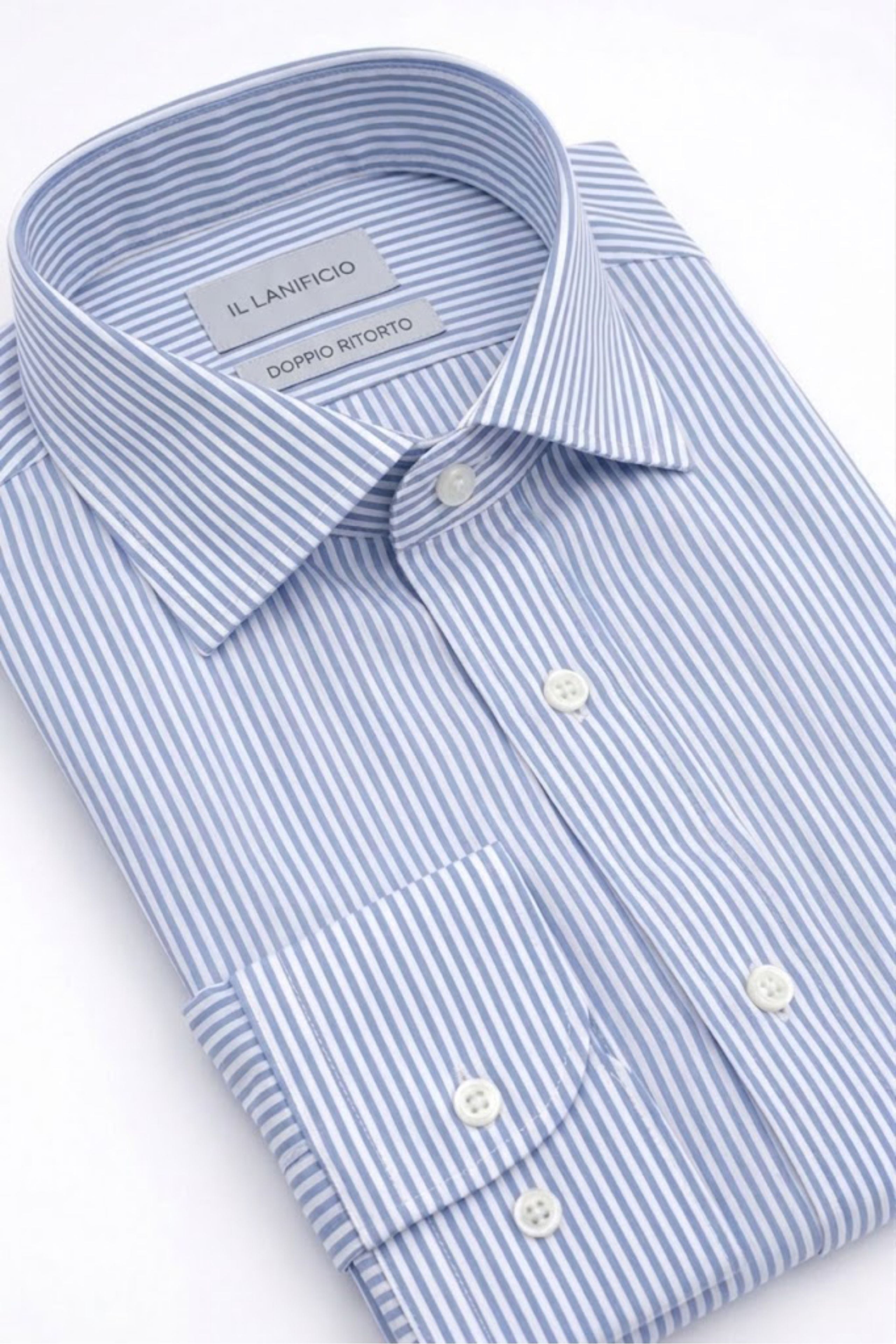 Camicia Regular Fit con Collo Classico - AZZURRO RIGATO