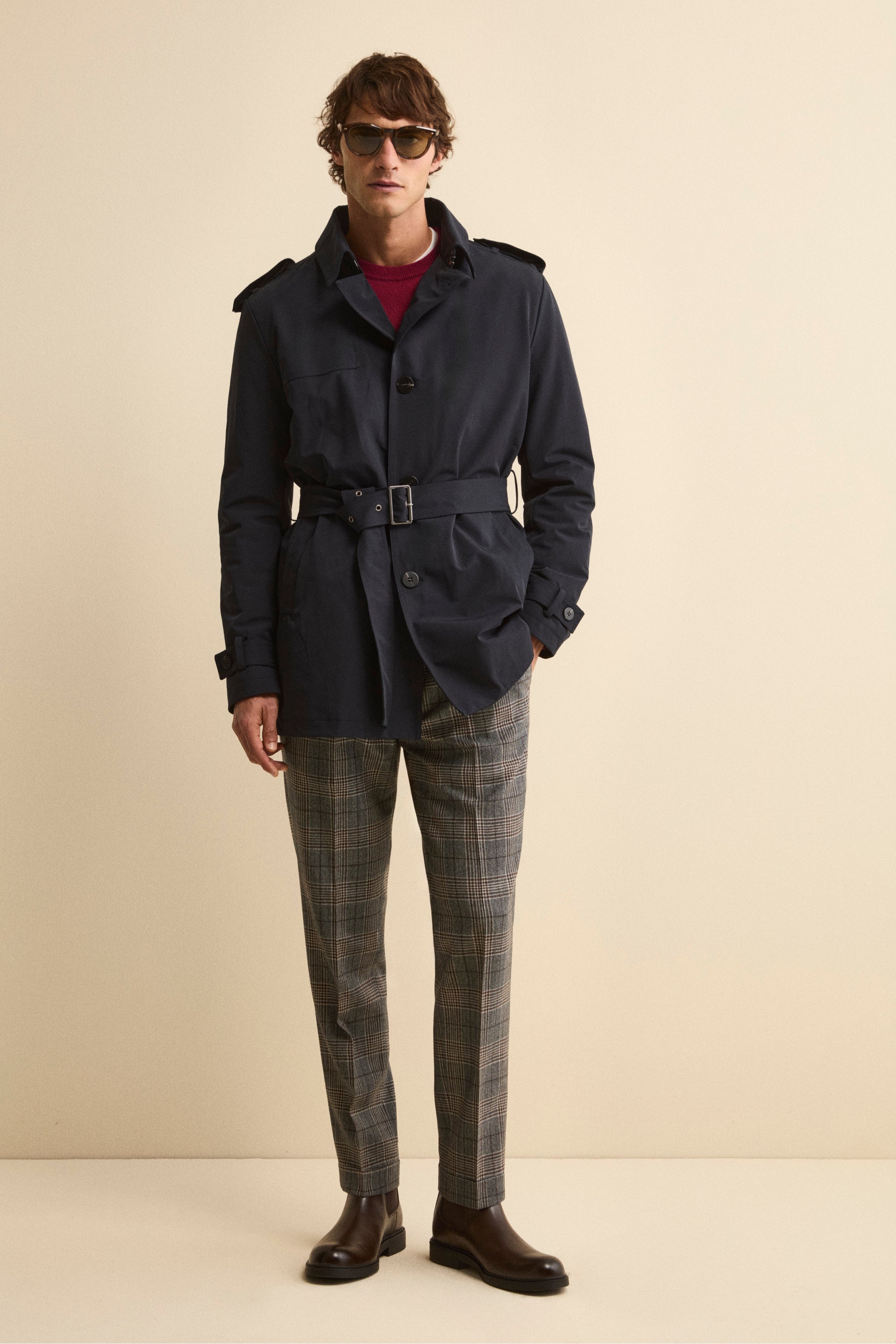 Impermeabile Trapuntato con Cintura - BLU