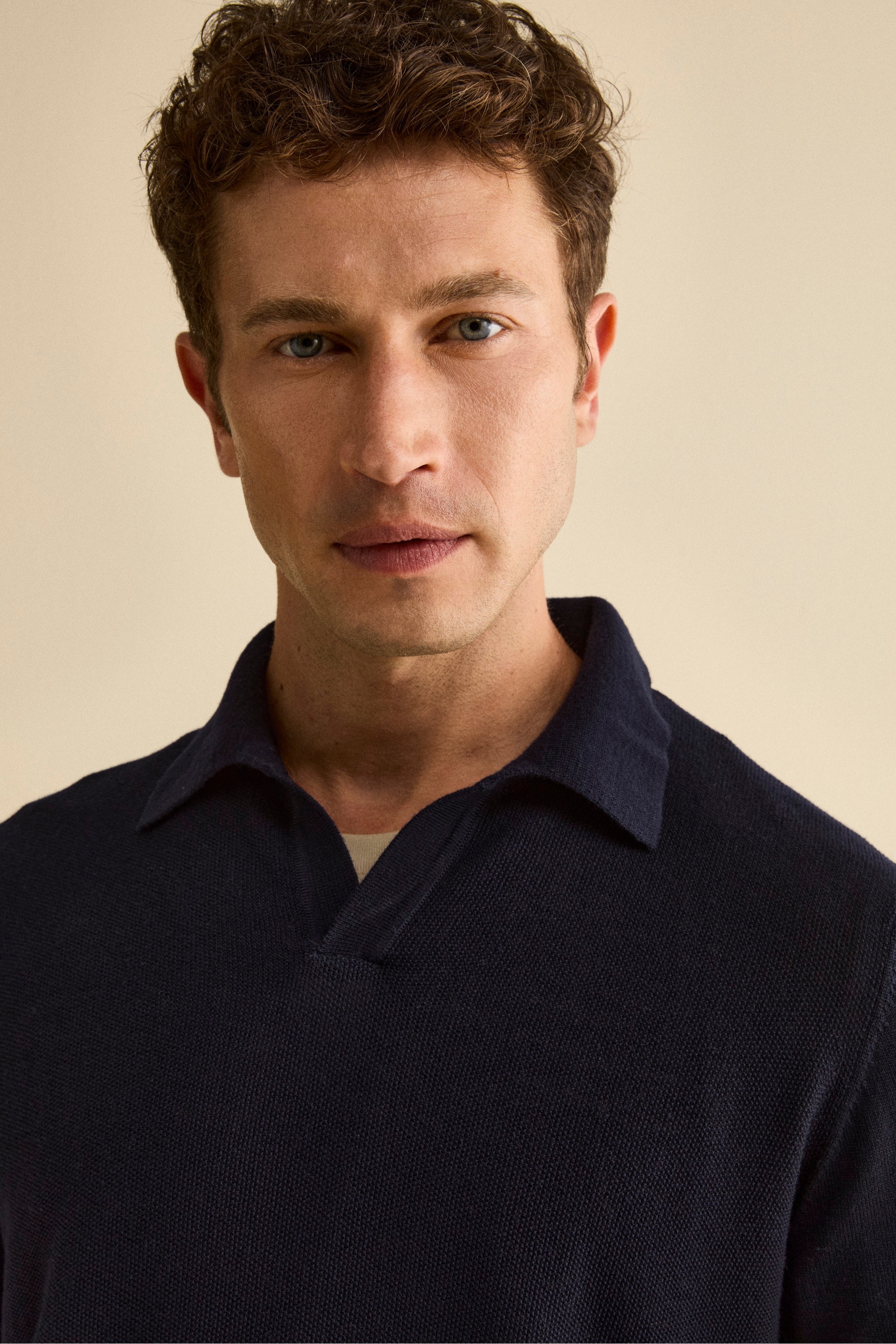 Polo Derby in Lana Merino con Toppe - BLU