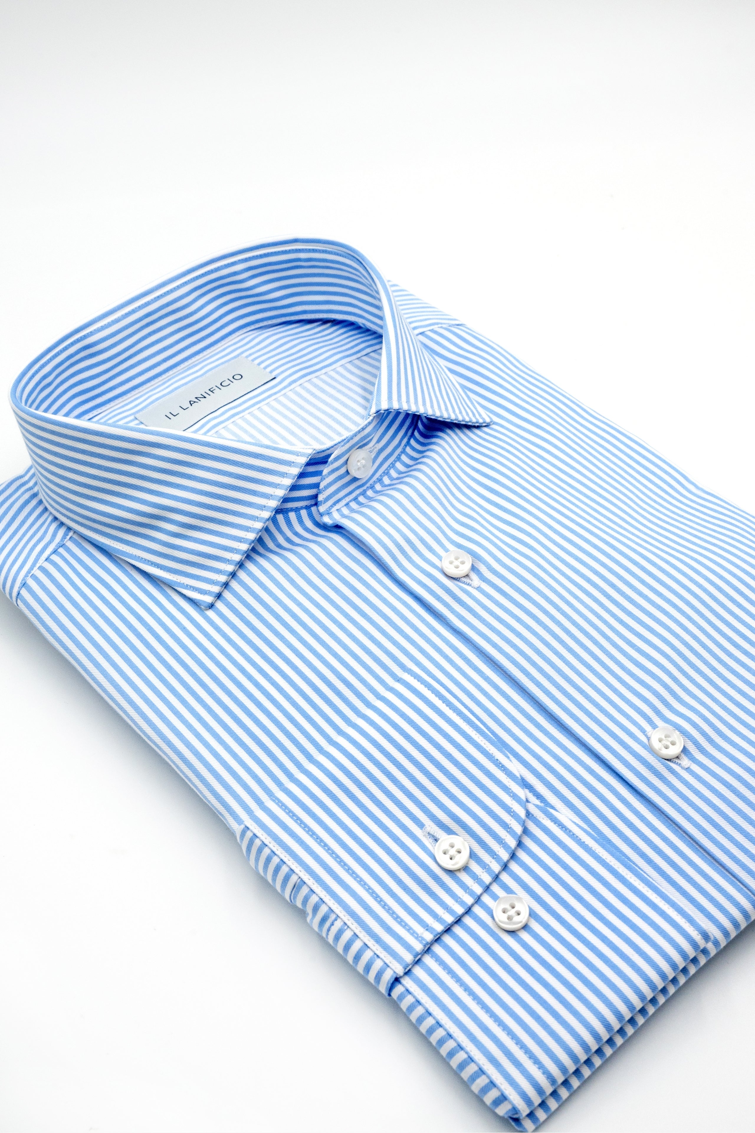 Camicia Twill Custom Fit collo Francese - AZZURRO RIGATO