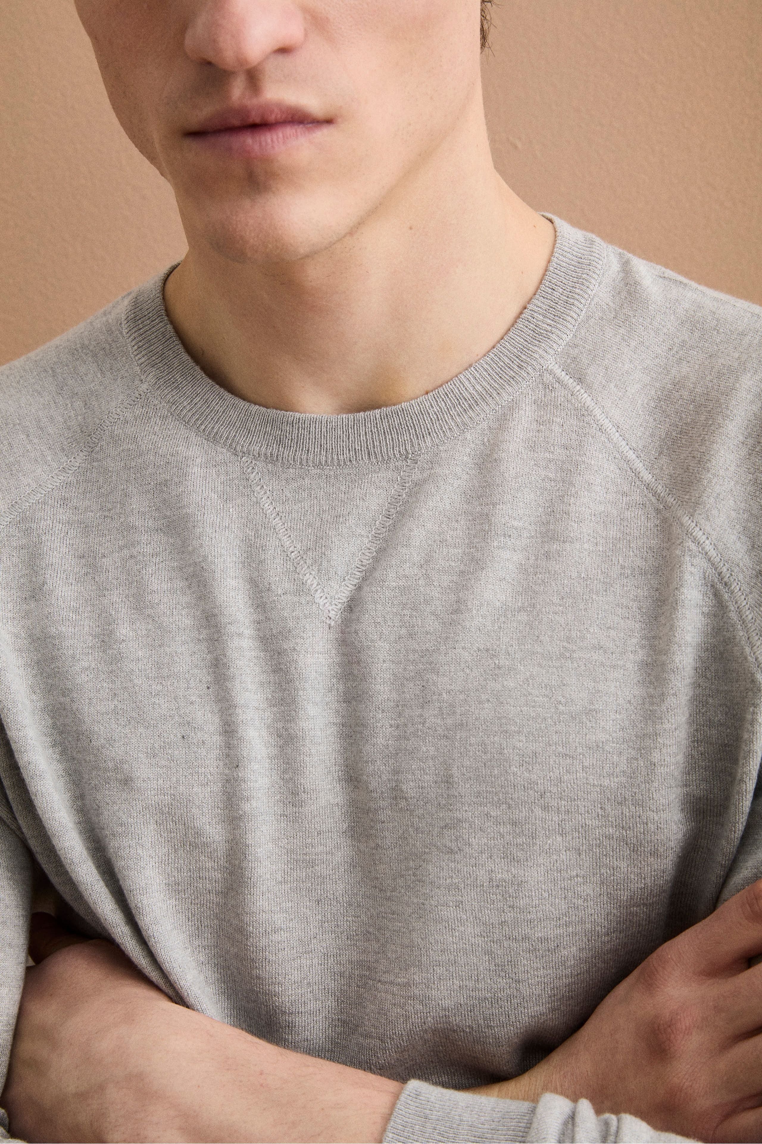 Girocollo Felpa in Seta e Cashmere - GRIGIO CHIARO