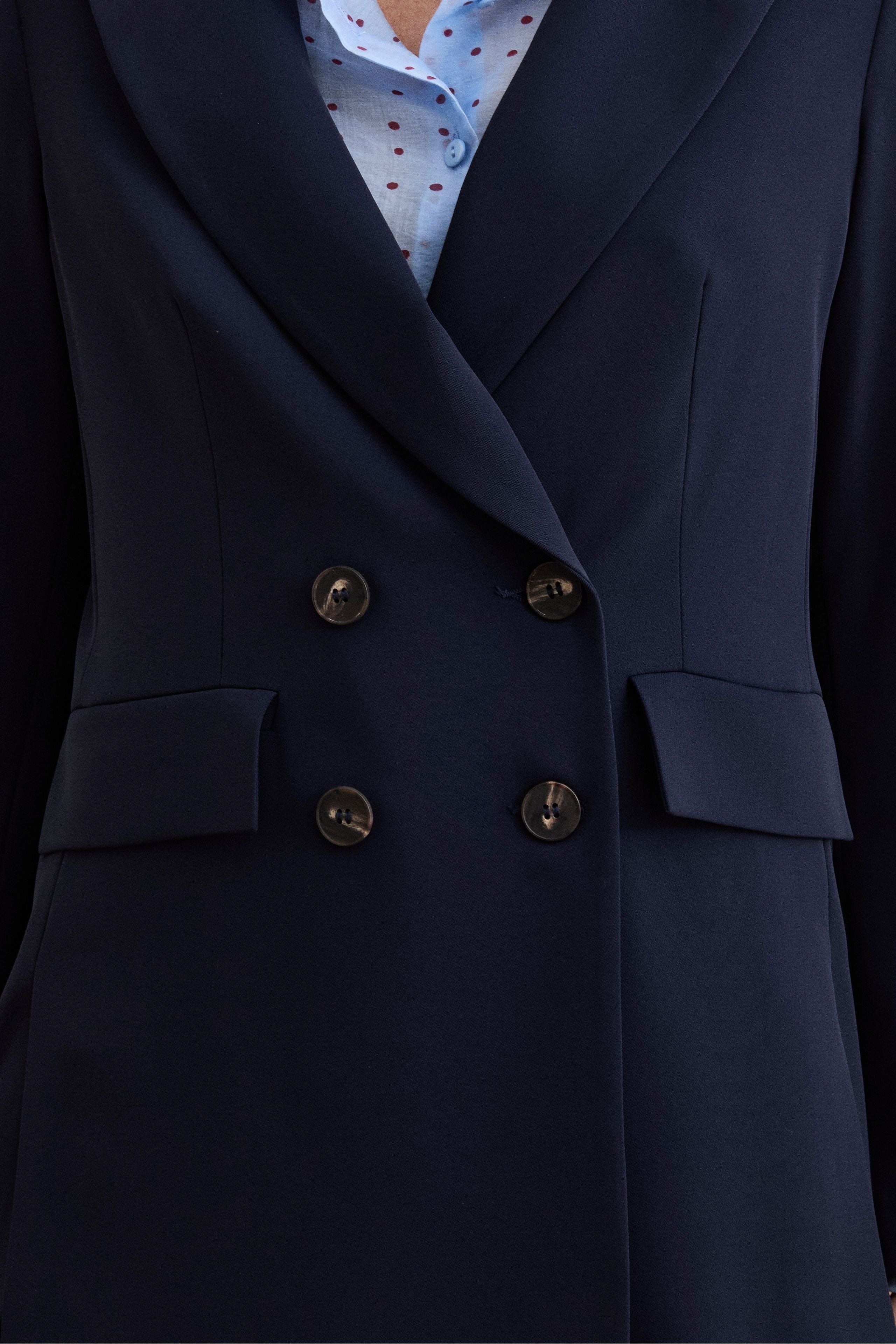 Blazer Doppiopetto Foderato in Cady - BLU