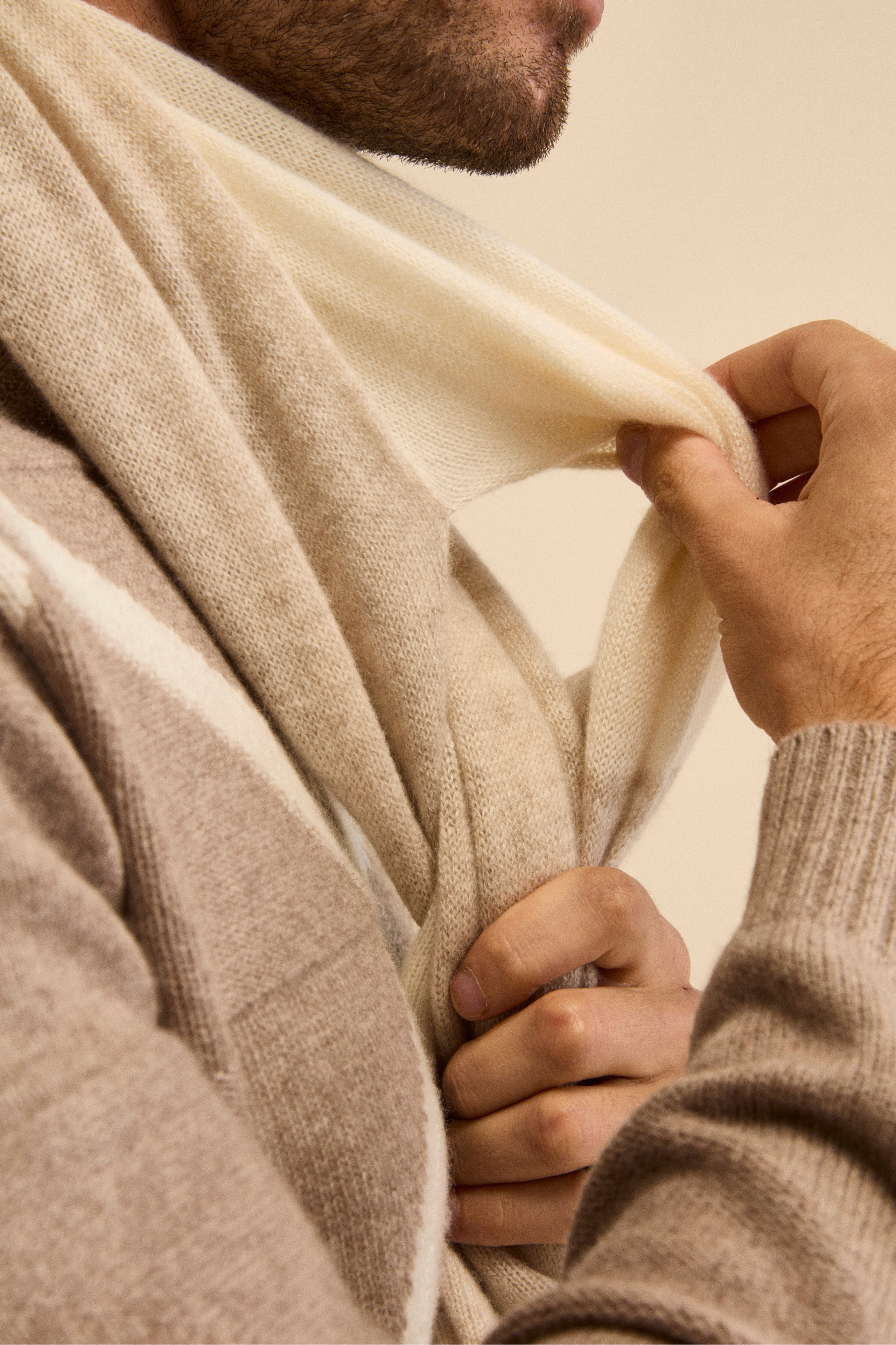 Scaldacollo in cashmere bicolore - PANNA/BEIGE