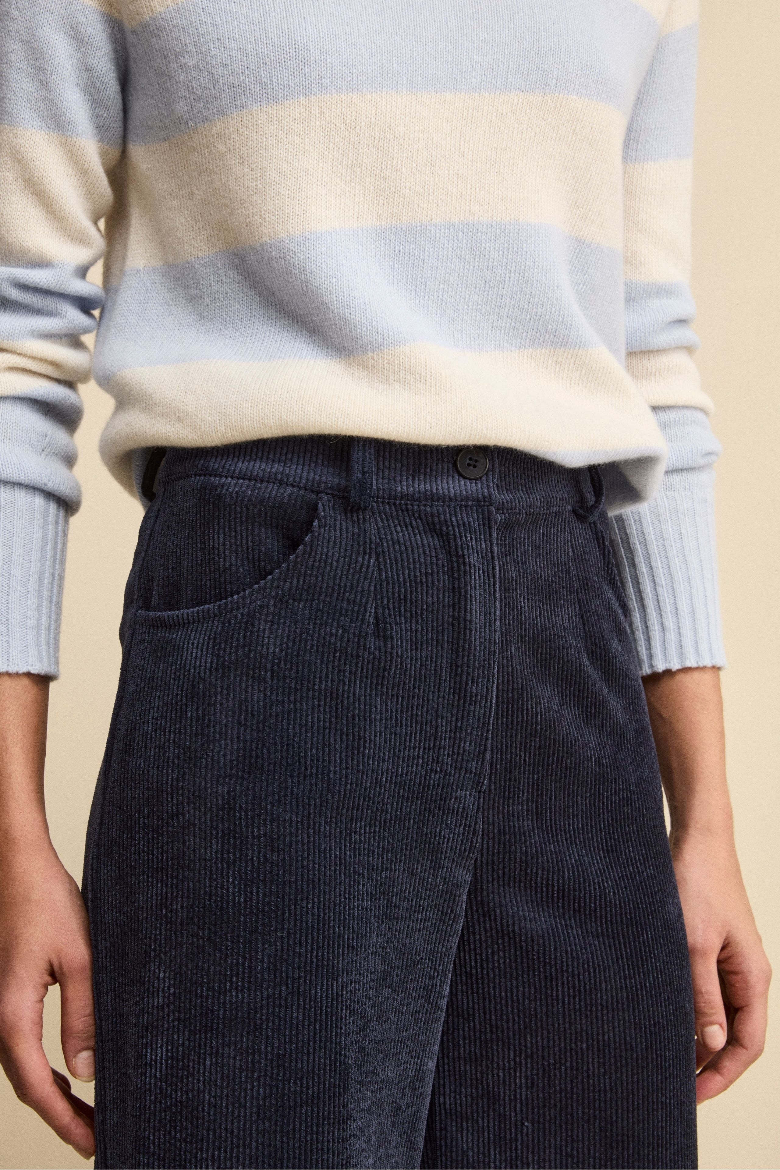 Pantalone Ampio in Velluto a Coste - BLU