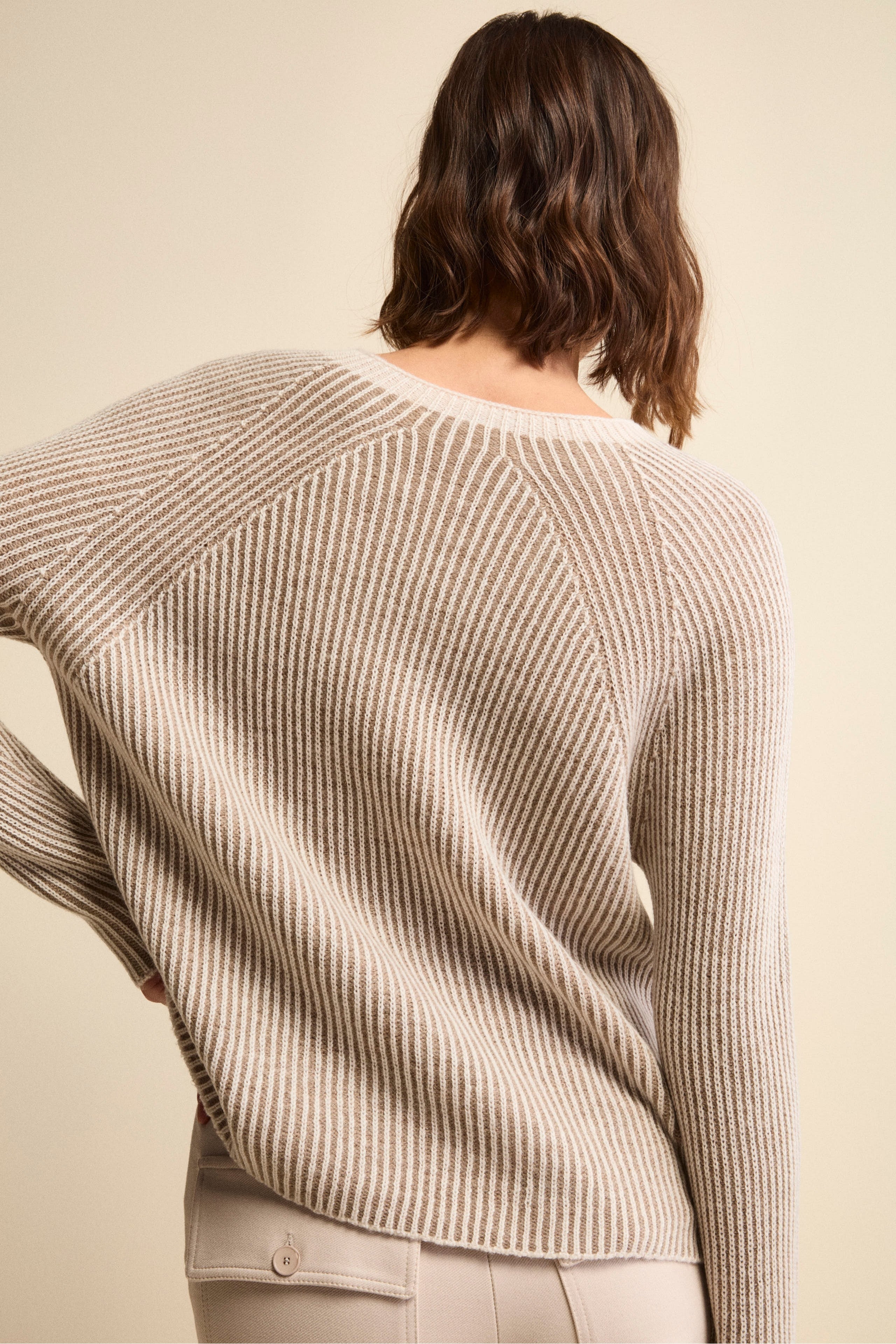 Maglia Fantasia in Lana Merino a Costa Inglese - FANT. BEIGE