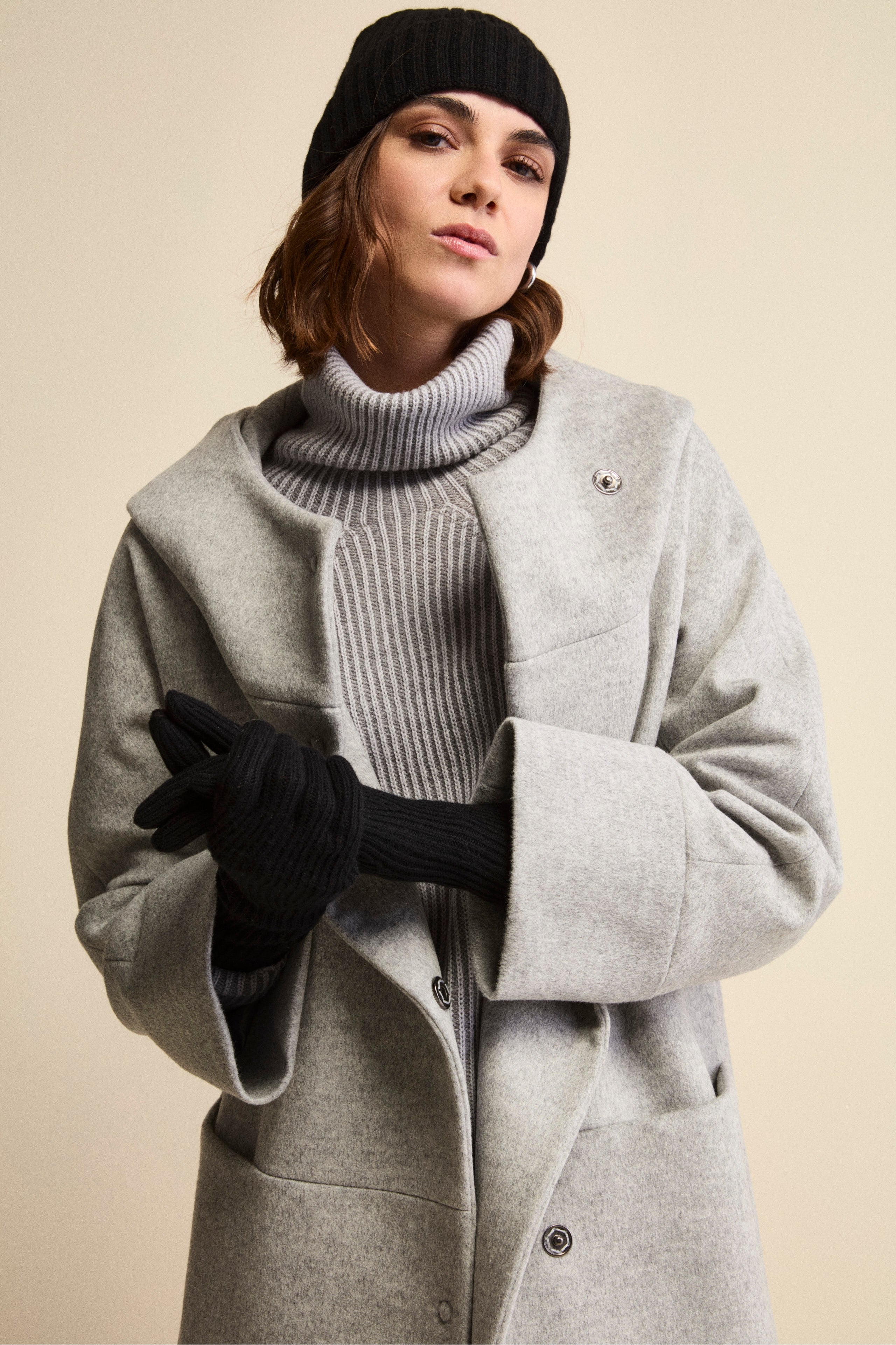 Guanto a Coste in Lana e Cashmere - NERO