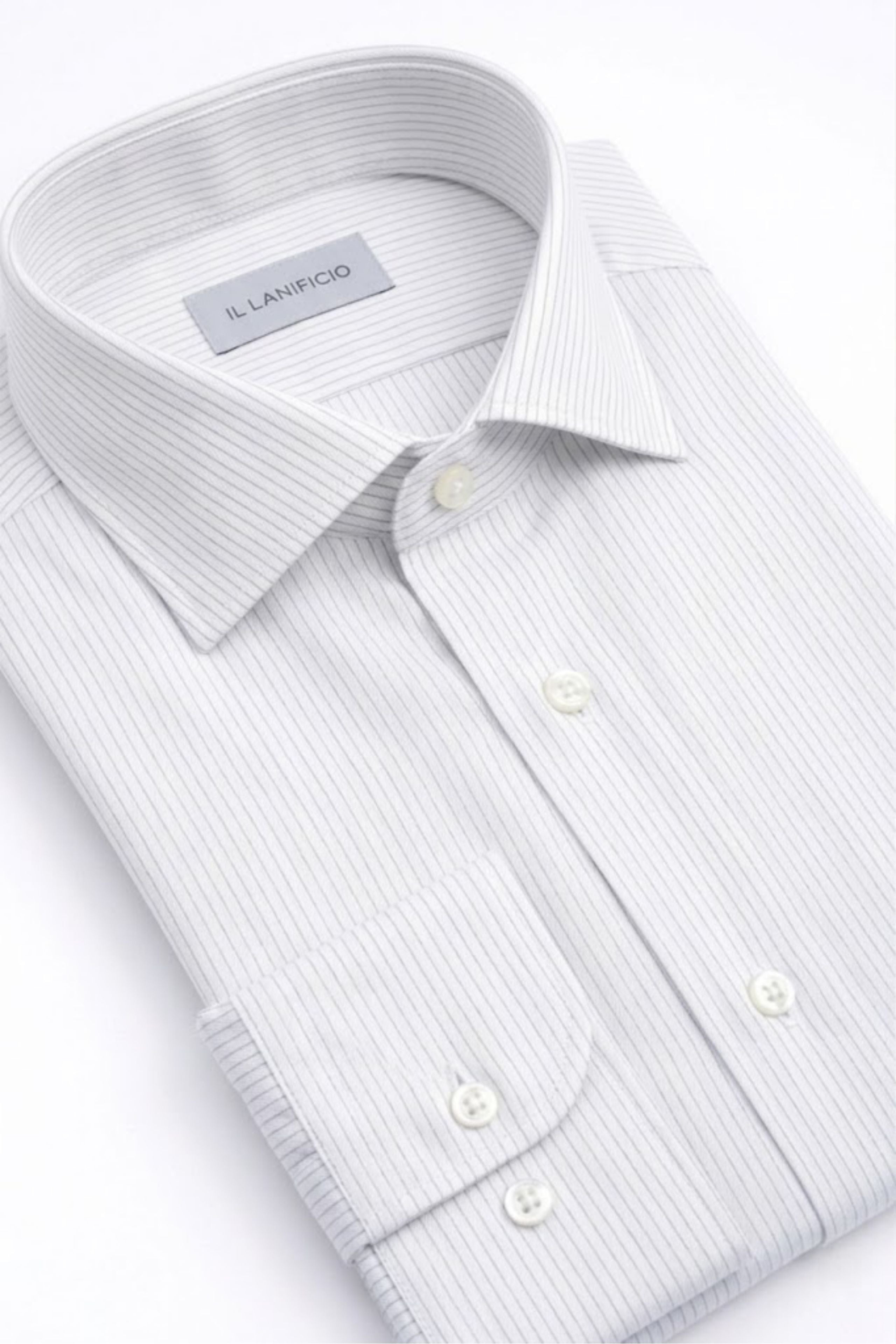 Camicia Regular Fit Cotone Doppio Ritorto - BIANCO RIGATO
