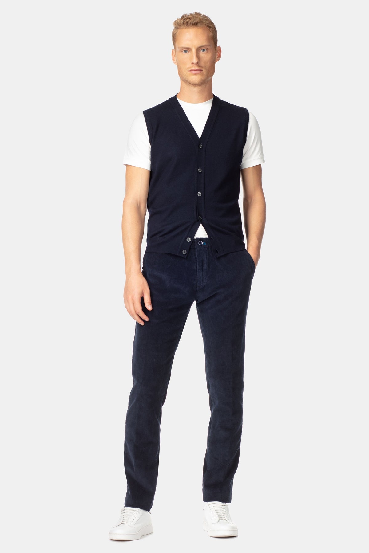 Gilet in lana con bottoni - BLU