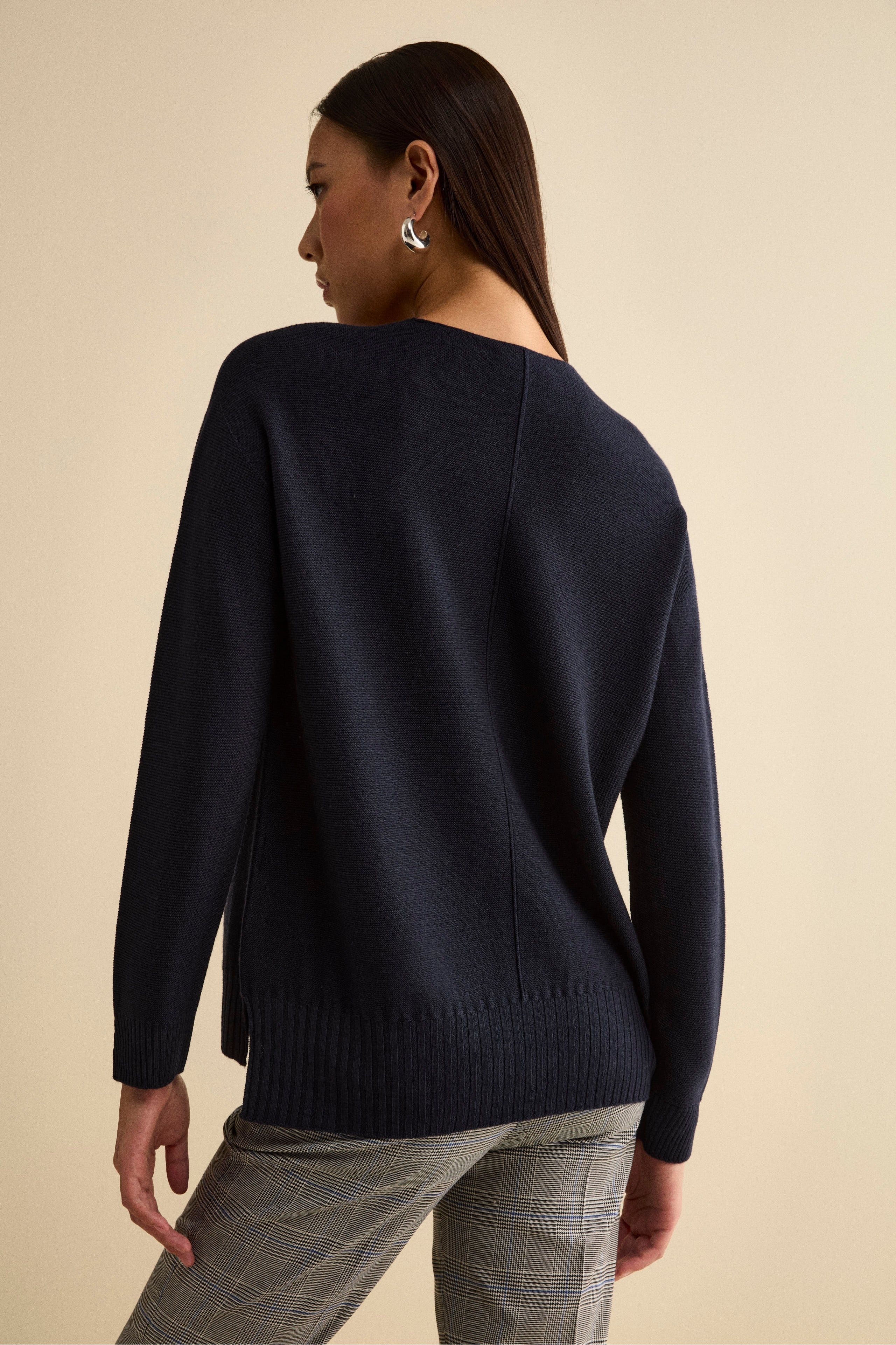 Maglia Over Scollo a V in Lana Merino - BLU