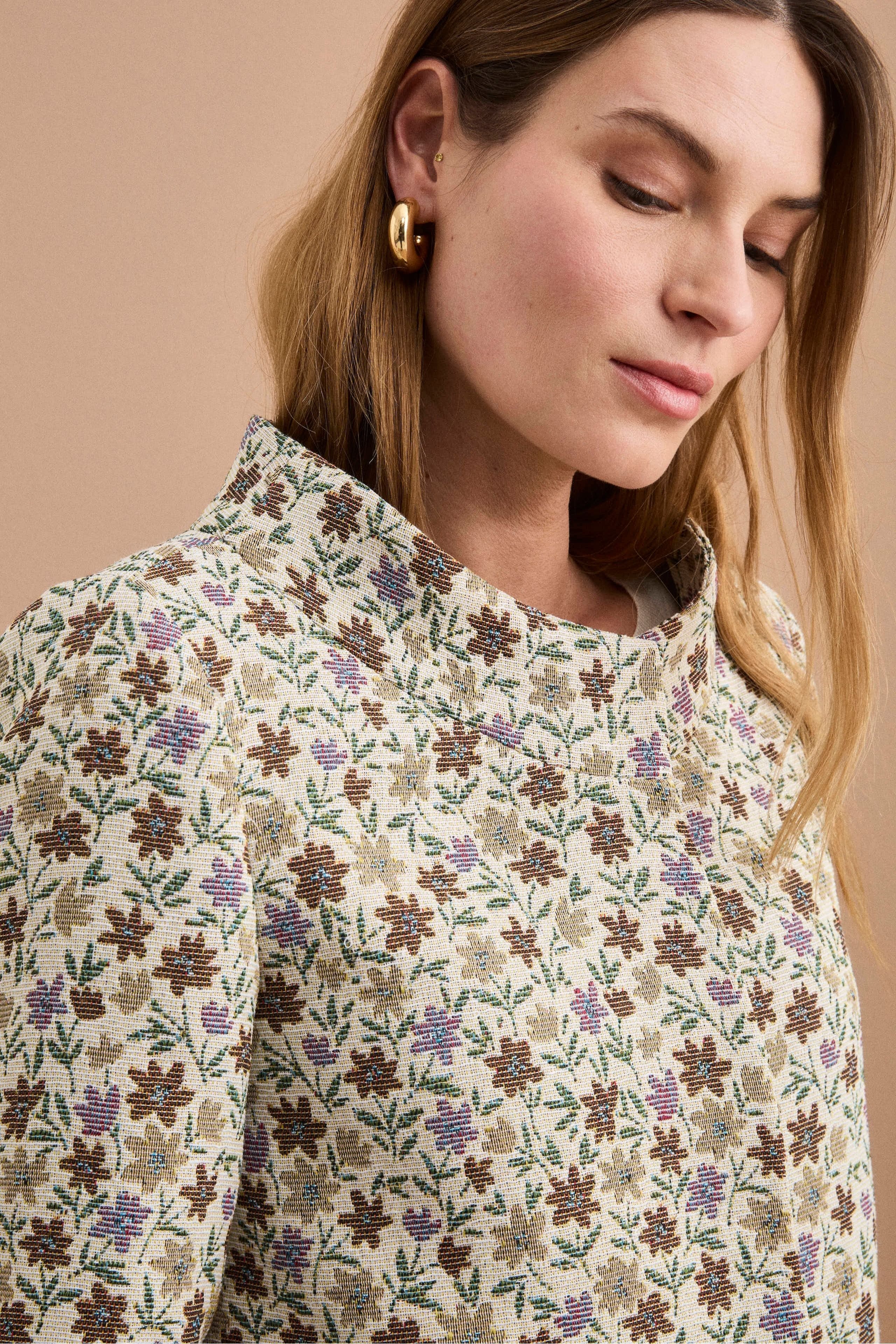 Cappotto Leggero Foderato in Fantasia Jacquard - FANT. MORO