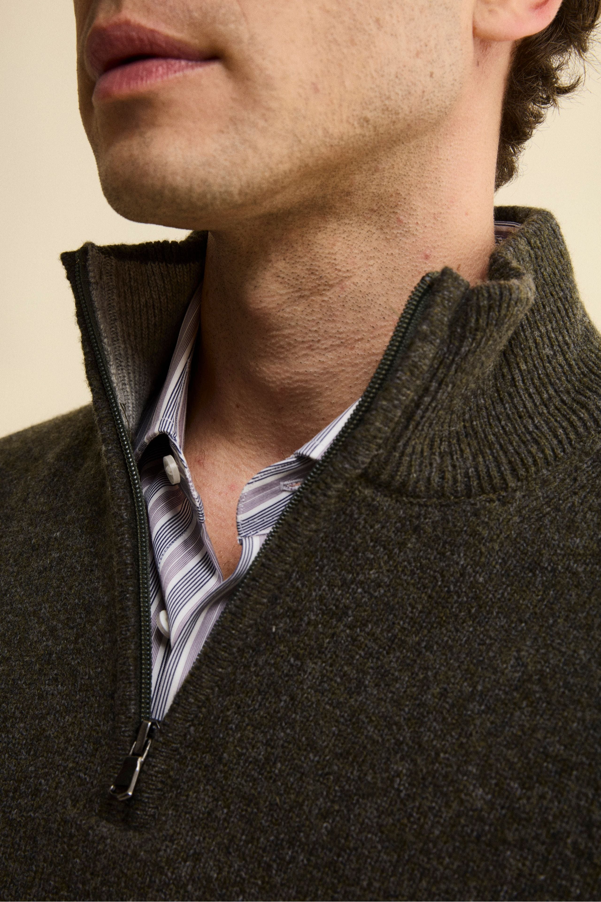 Lupetto con Zip in Misto Lana - VERDE