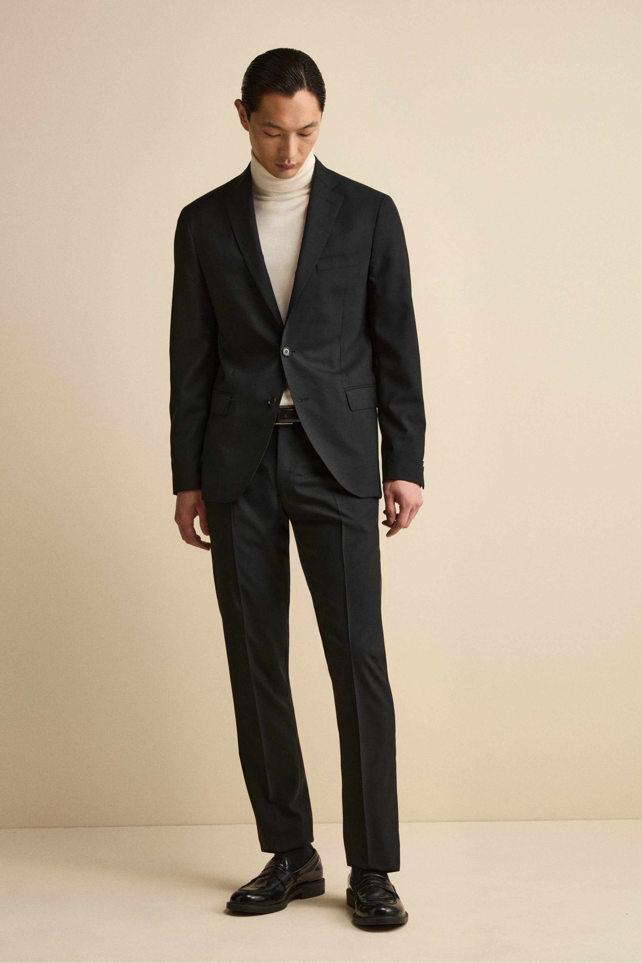 Pantalone Elegante Slim Fit in Lana Drop 8 - NERO