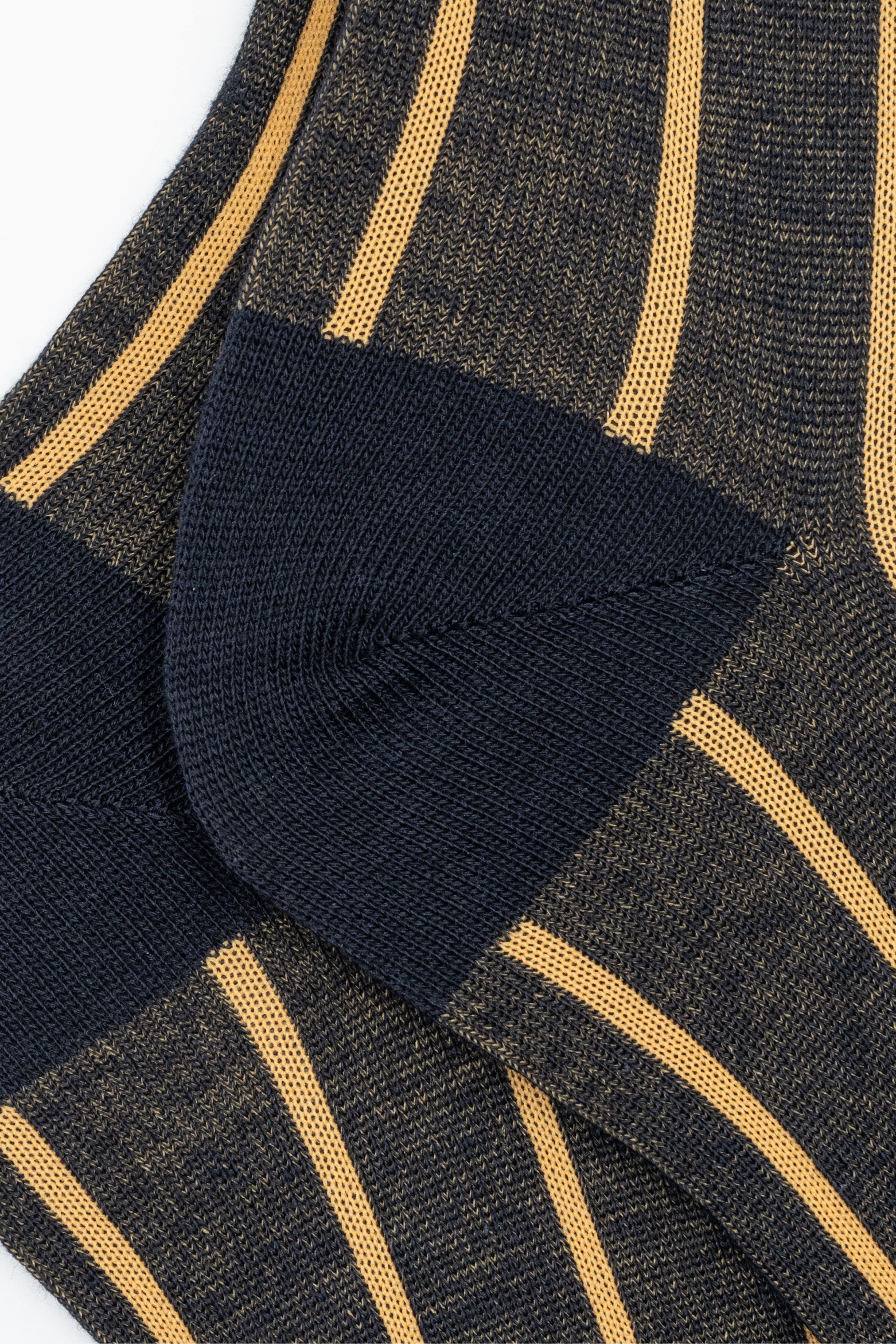 Calze Lunghe Rigate in Cotone - BLU/SENAPE