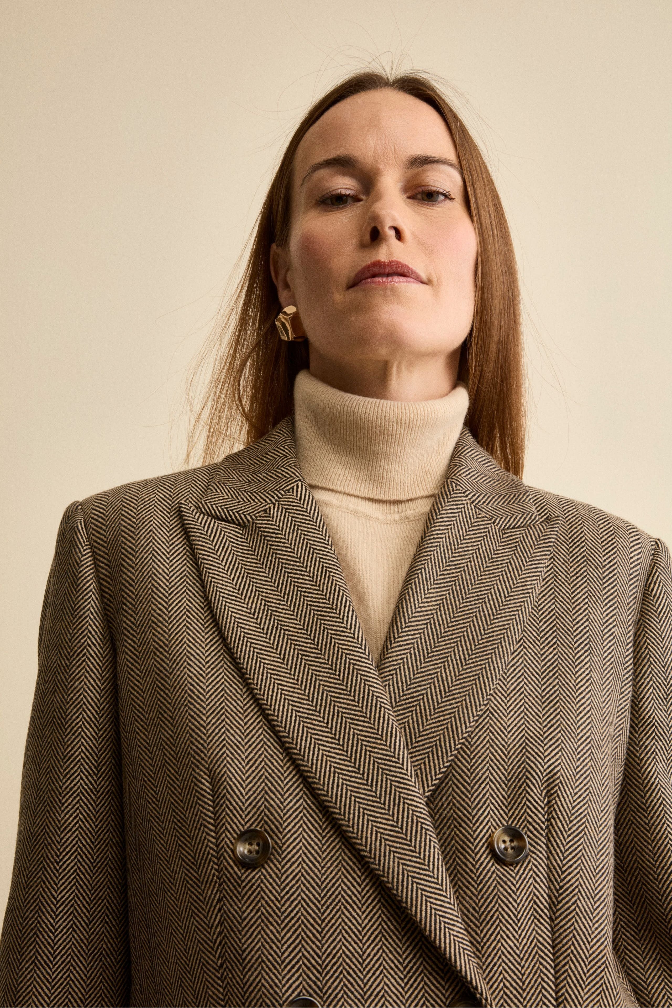 Blazer Foderato Doppiopetto in Lana Vergine - MATTONE SPIGATO