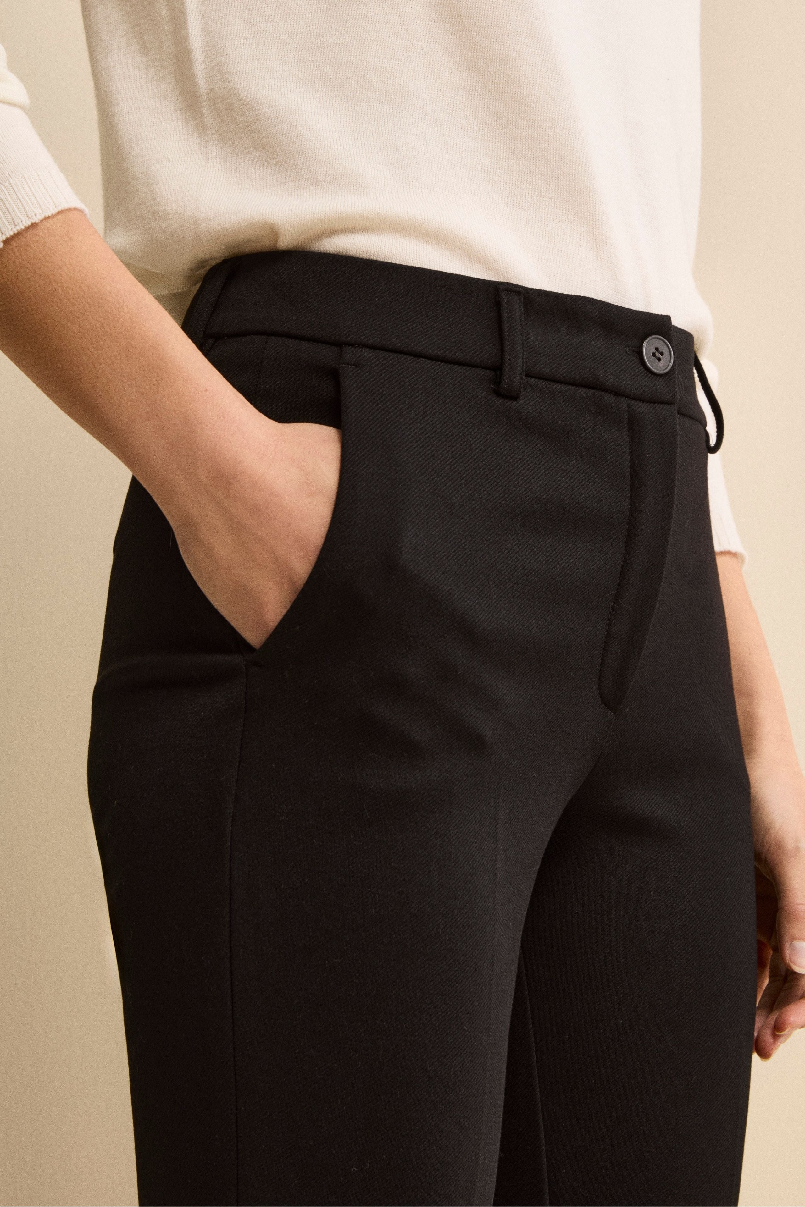 Pantalone Mid Flare in Tricotina - NERO
