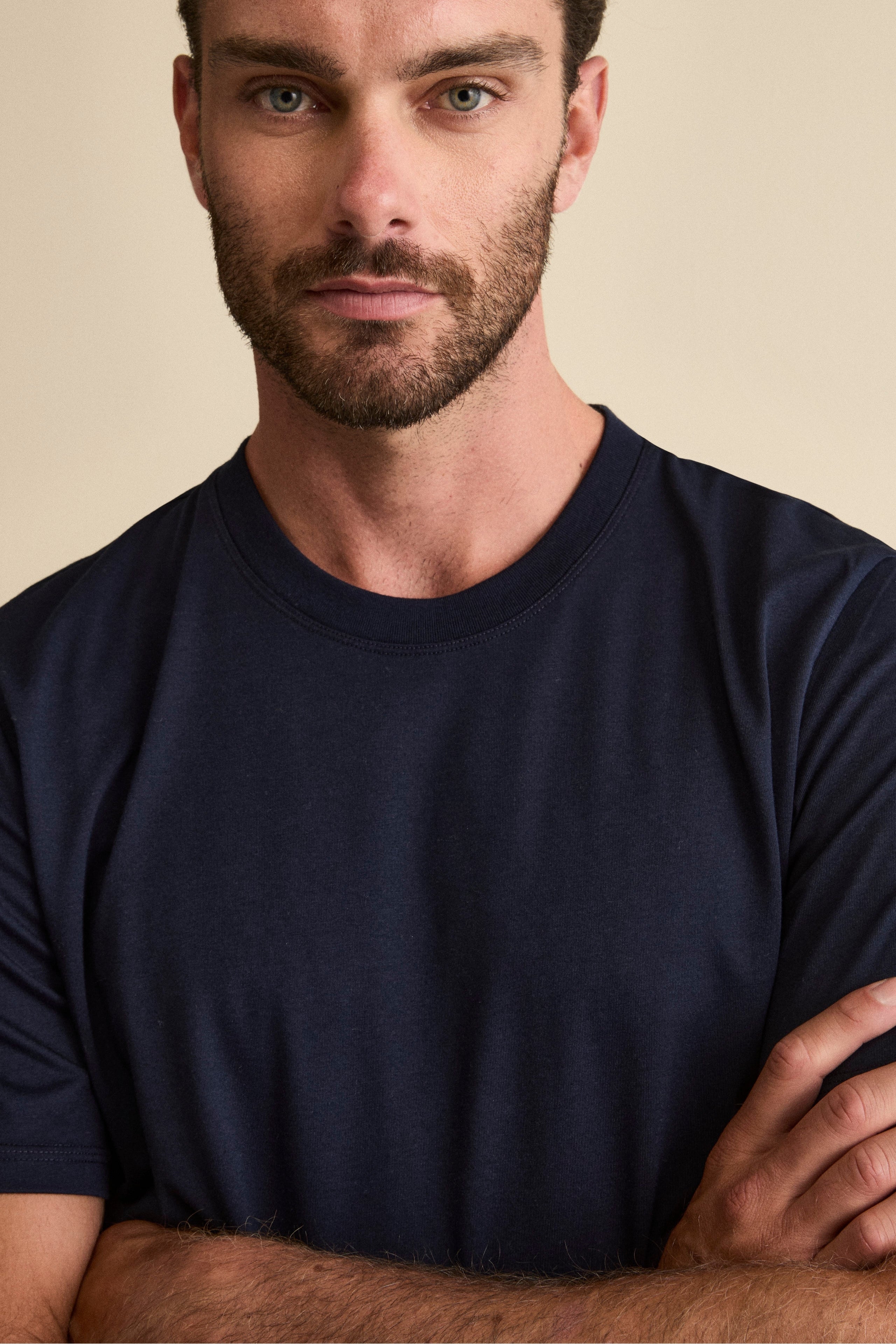 T-Shirt in Misto Cotone e Bambù - BLU