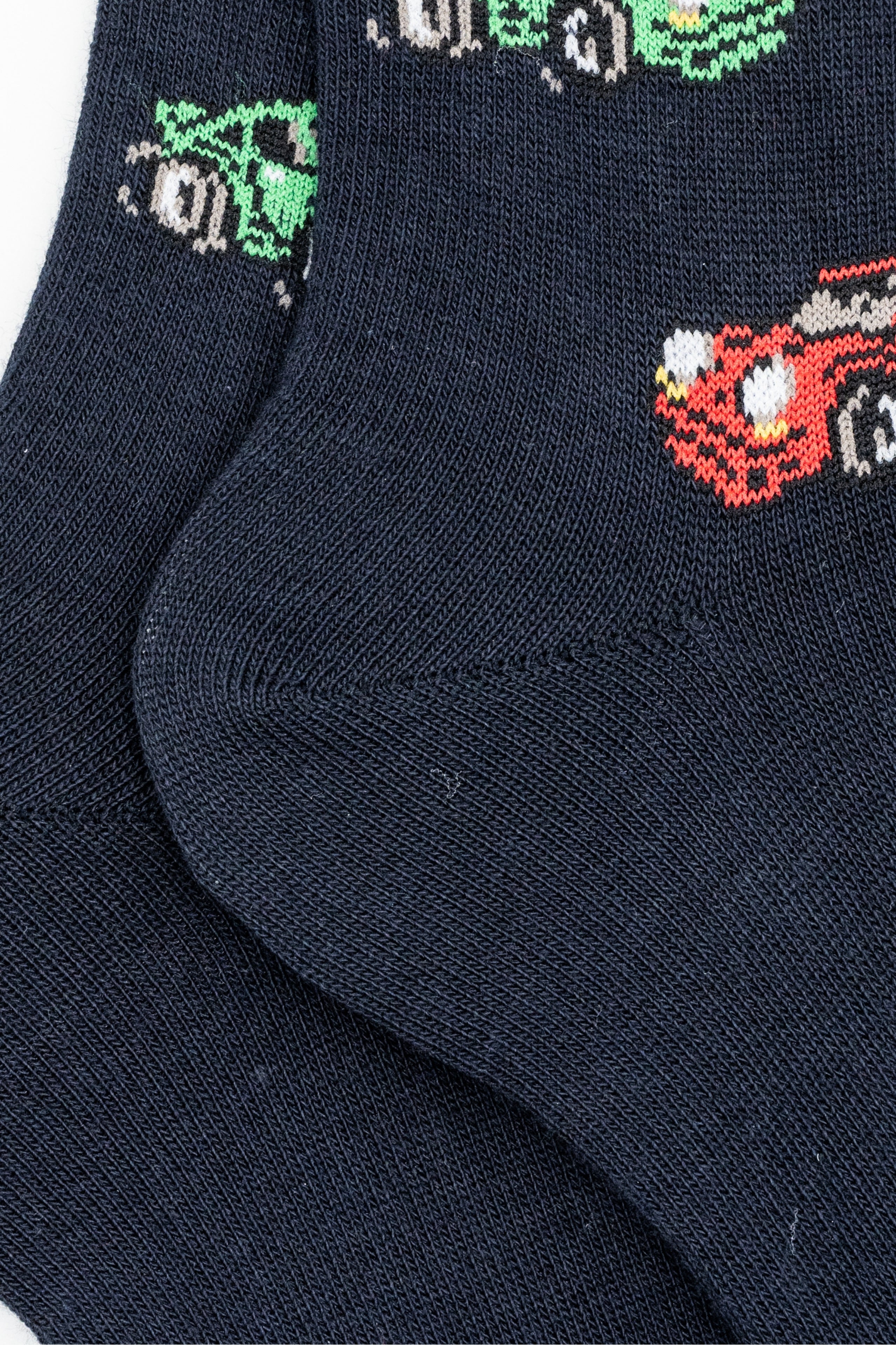 Calze Corte in Cotone Fantasia Automobili - BLU