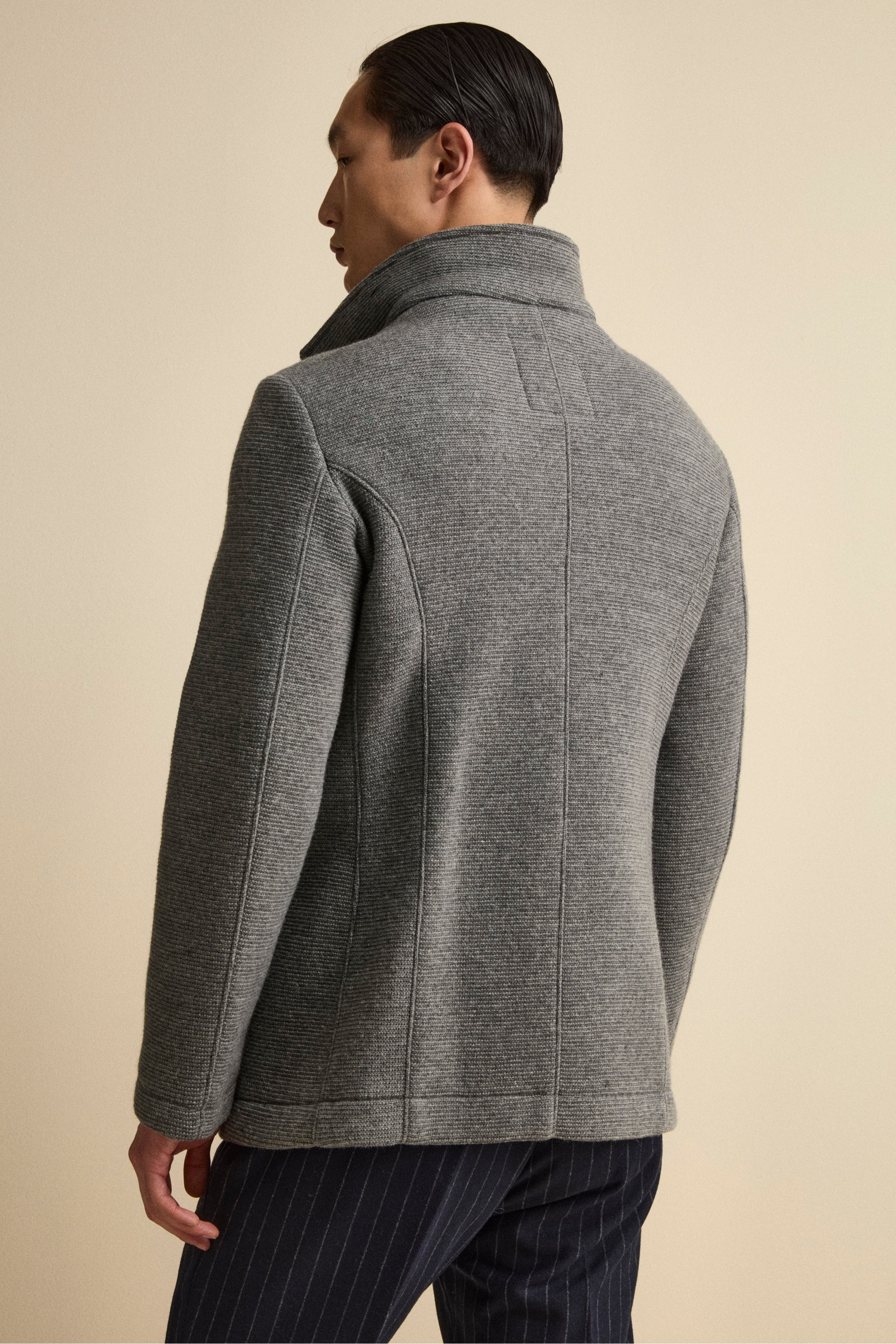 Peacoat Doppiopetto in Misto Lana con Pettorina - GRIGIO MELANGE