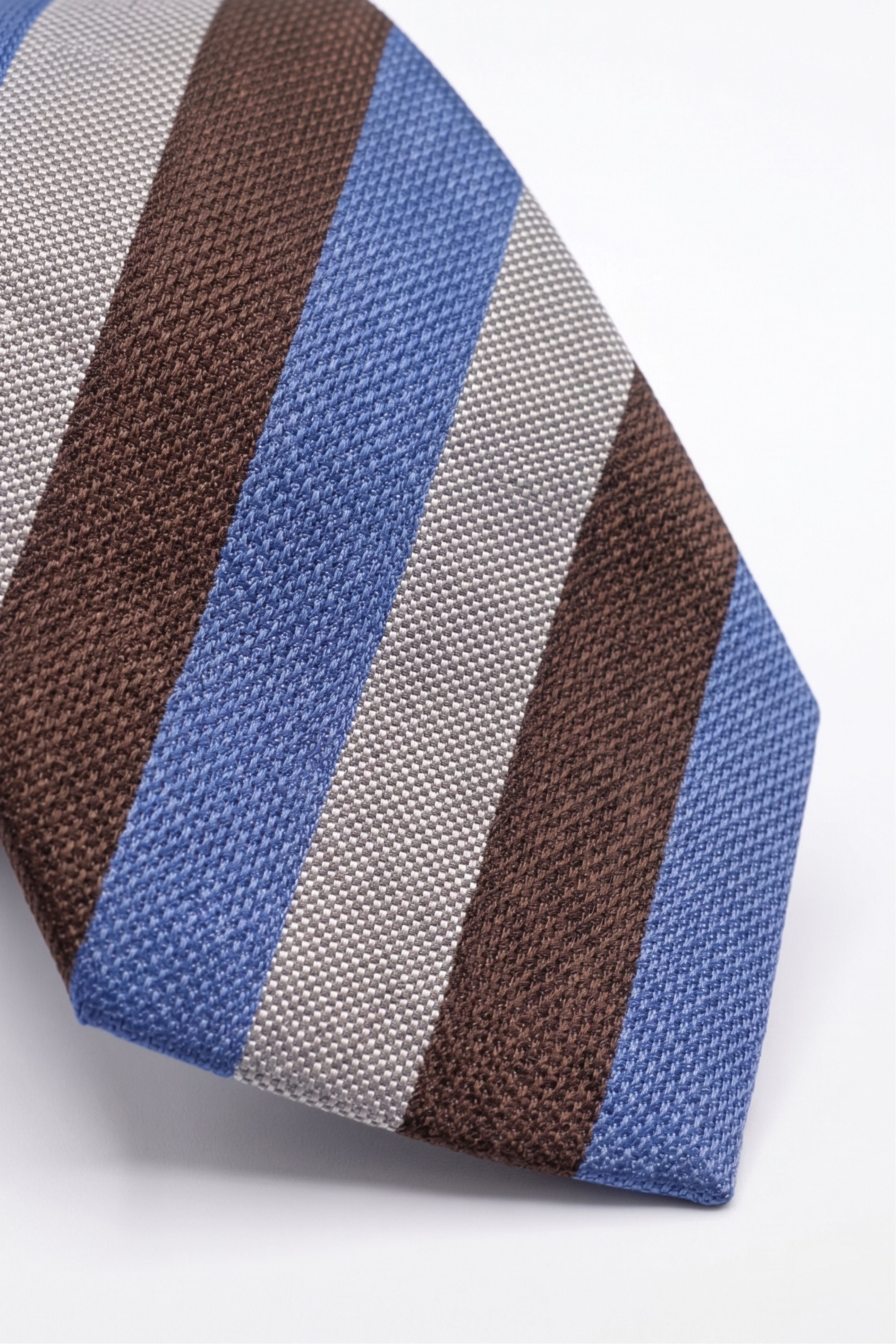 Cravatta in Seta Rigata - RIGATO BLU/MARRONE
