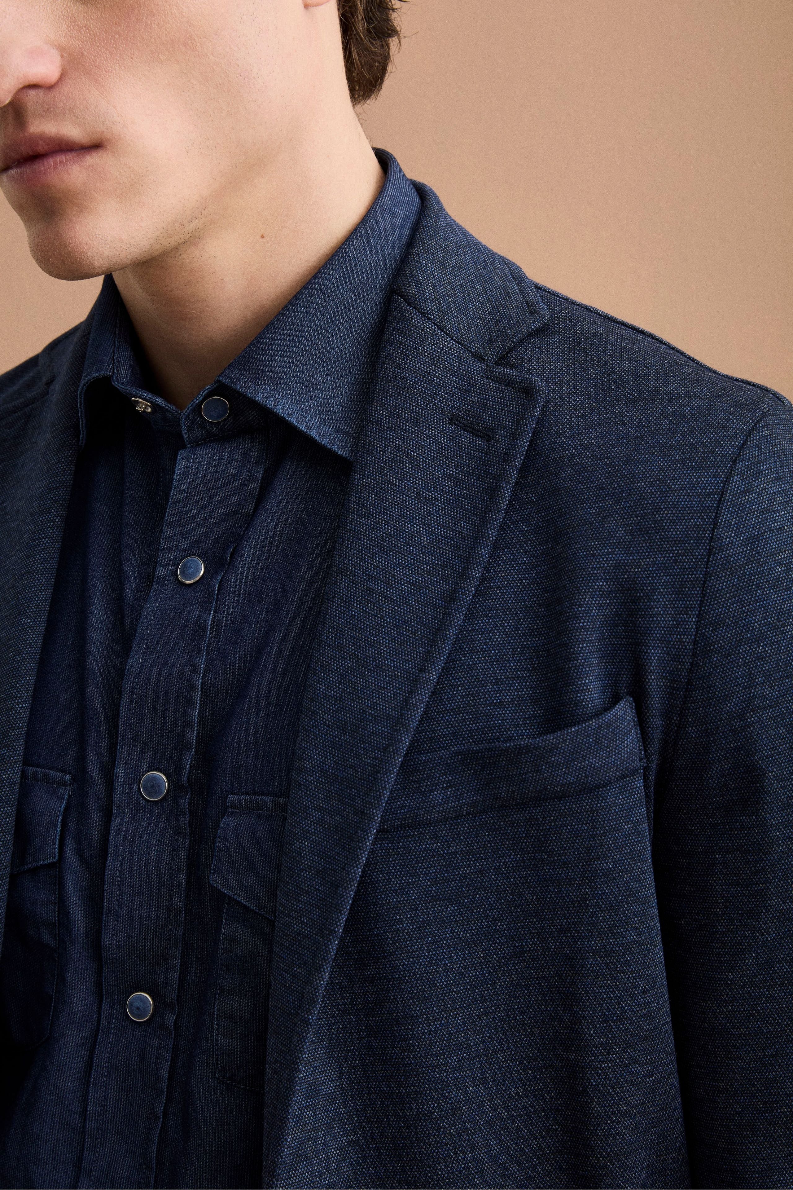 Giacca Monopetto Slim Fit con Revers Classico - BLU