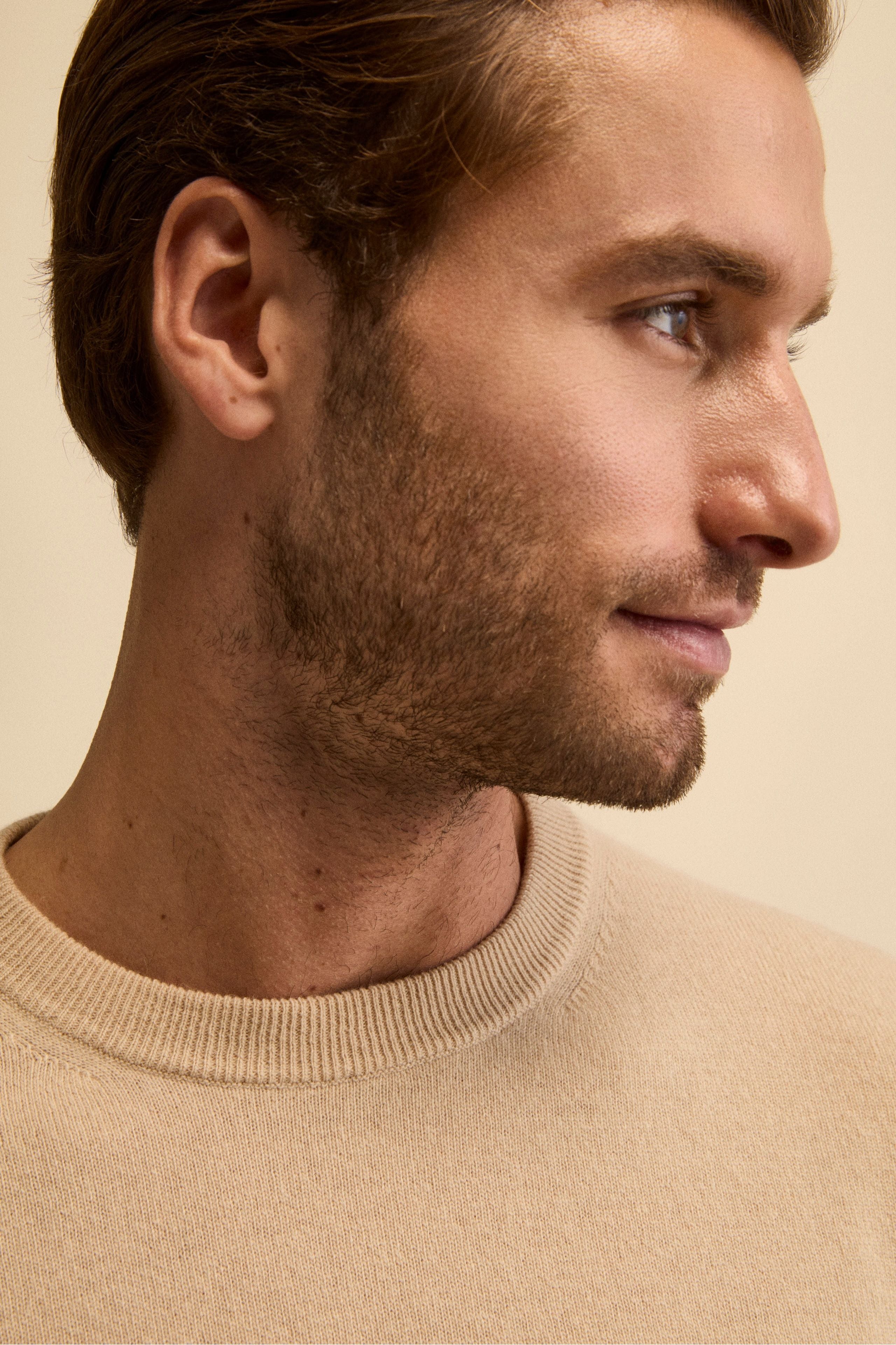 Maglia girocollo in lana - SABBIA