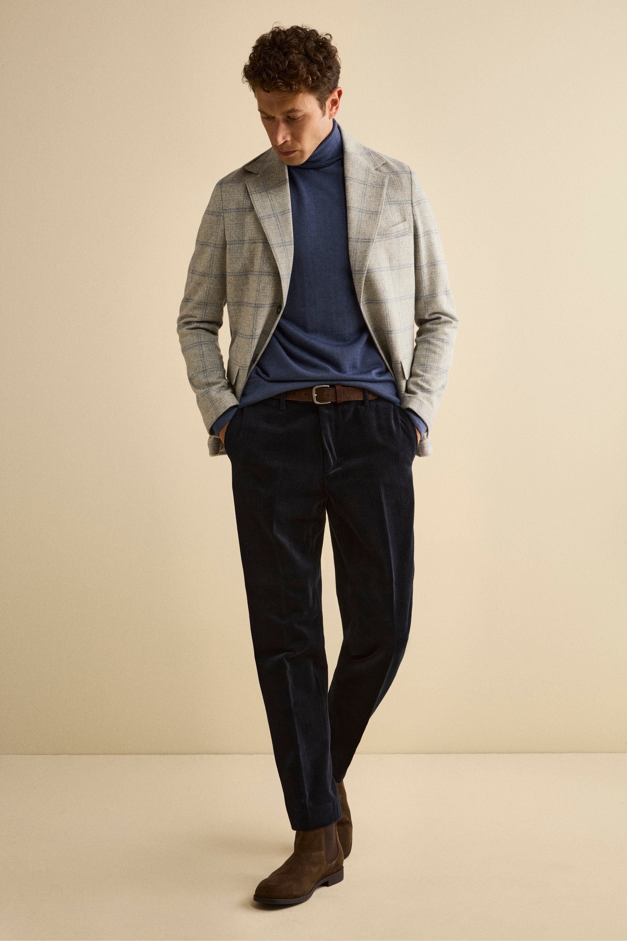 Pantalone in Velluto Regular Fit - BLU