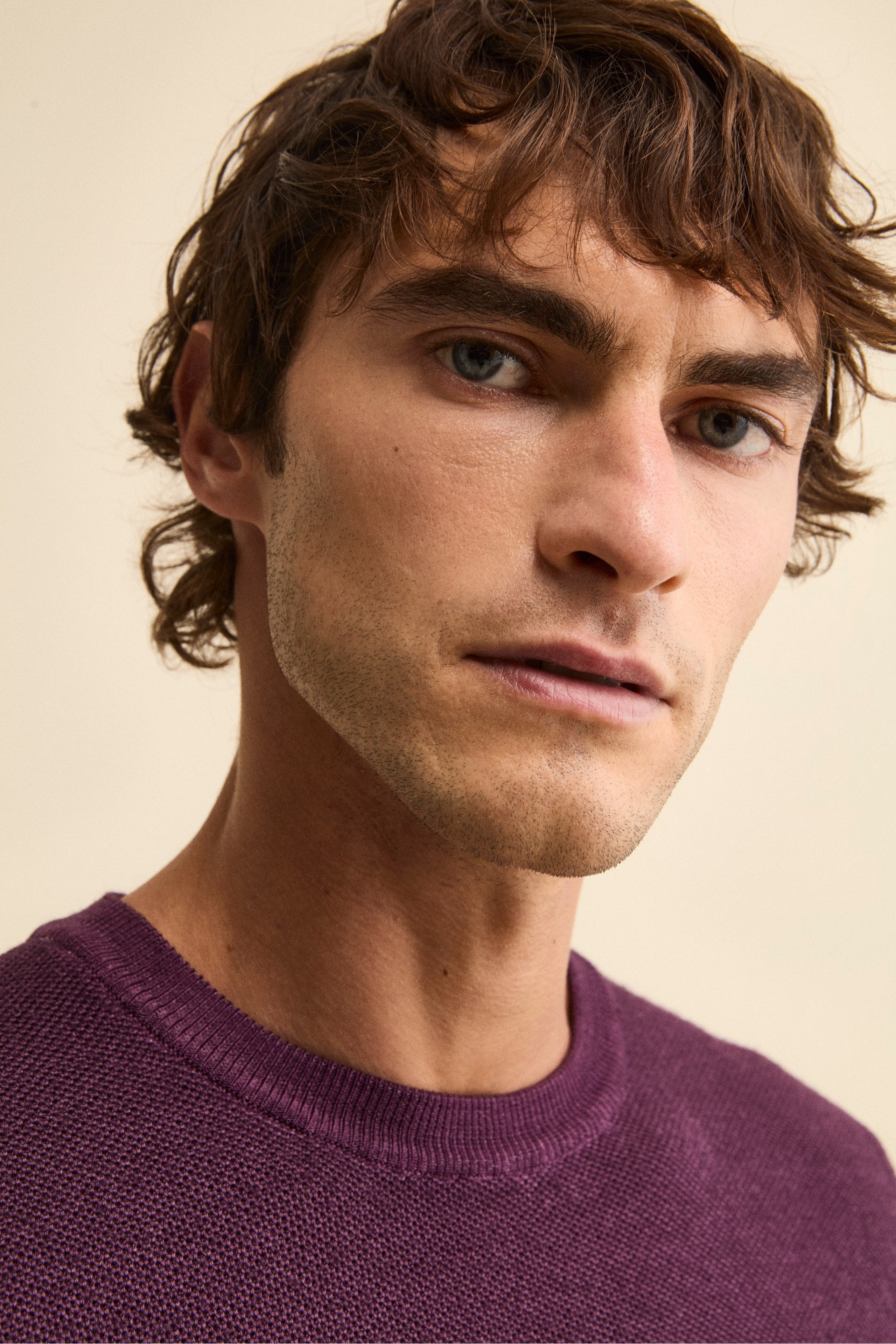 Maglia in lana a nido d’ape - PRUGNA