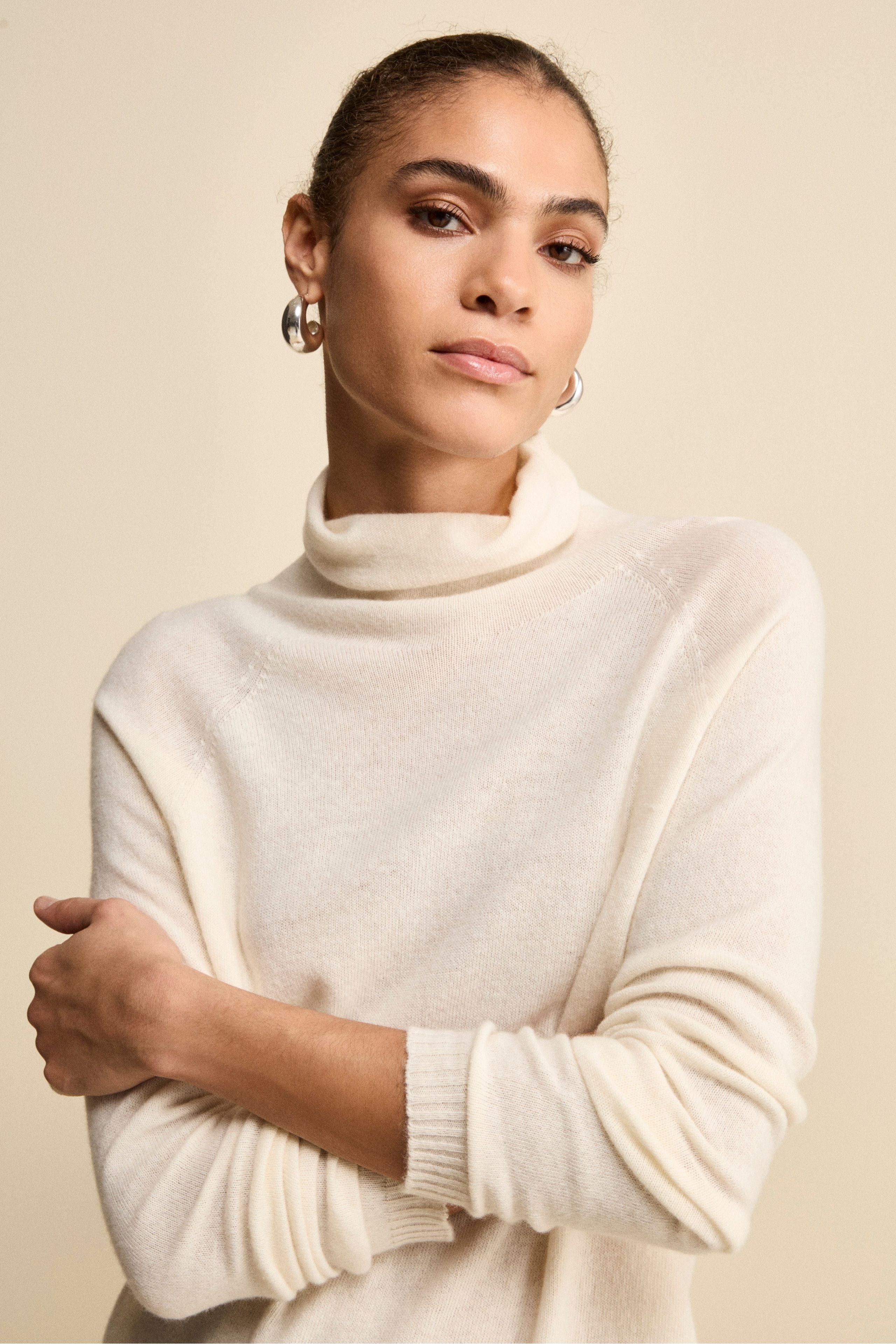 Maglia Collo Morbido lana cashmere - LATTE