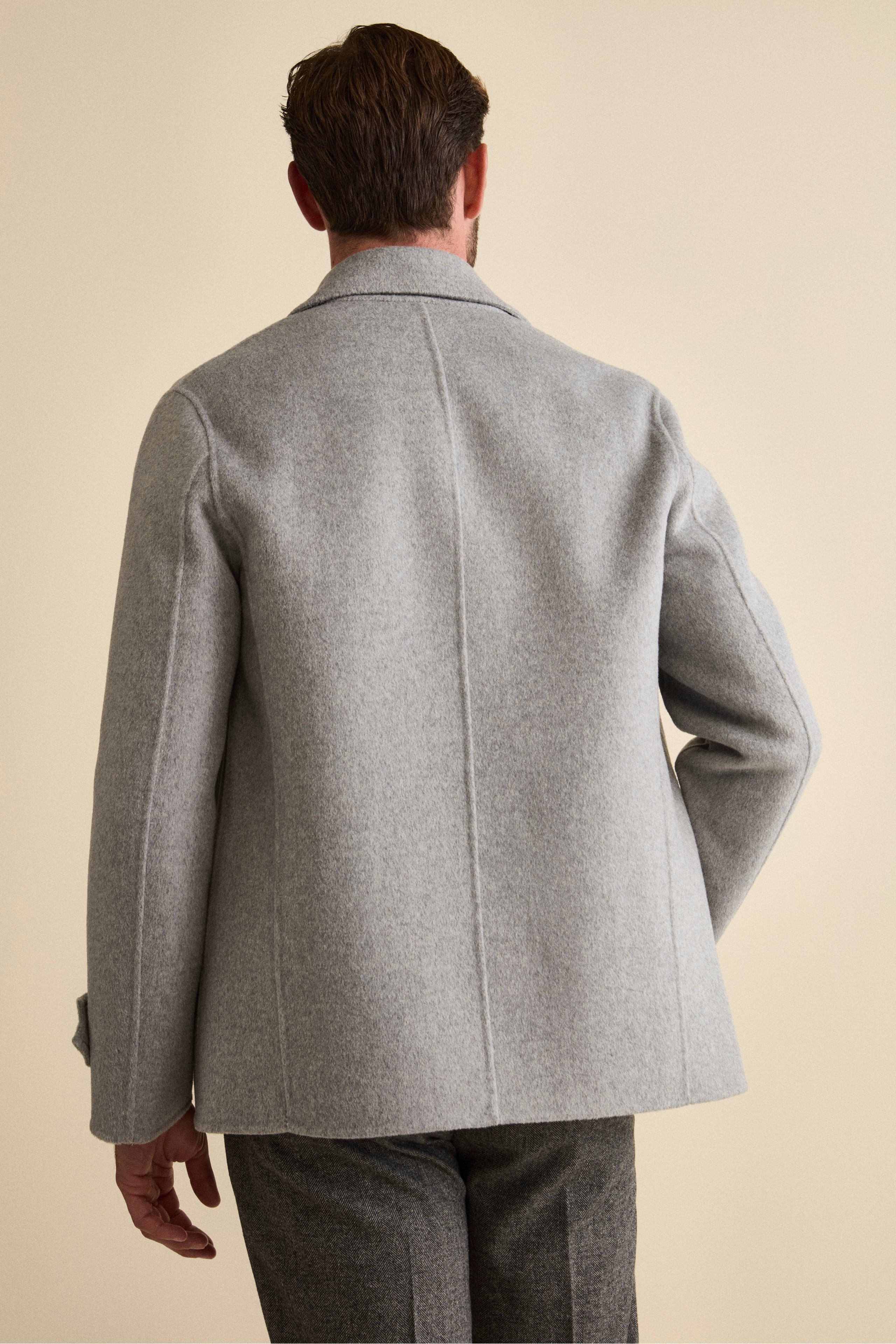 Cappotto Peacoat Doppiopetto in Misto Lana - GRIGIO CHIARO