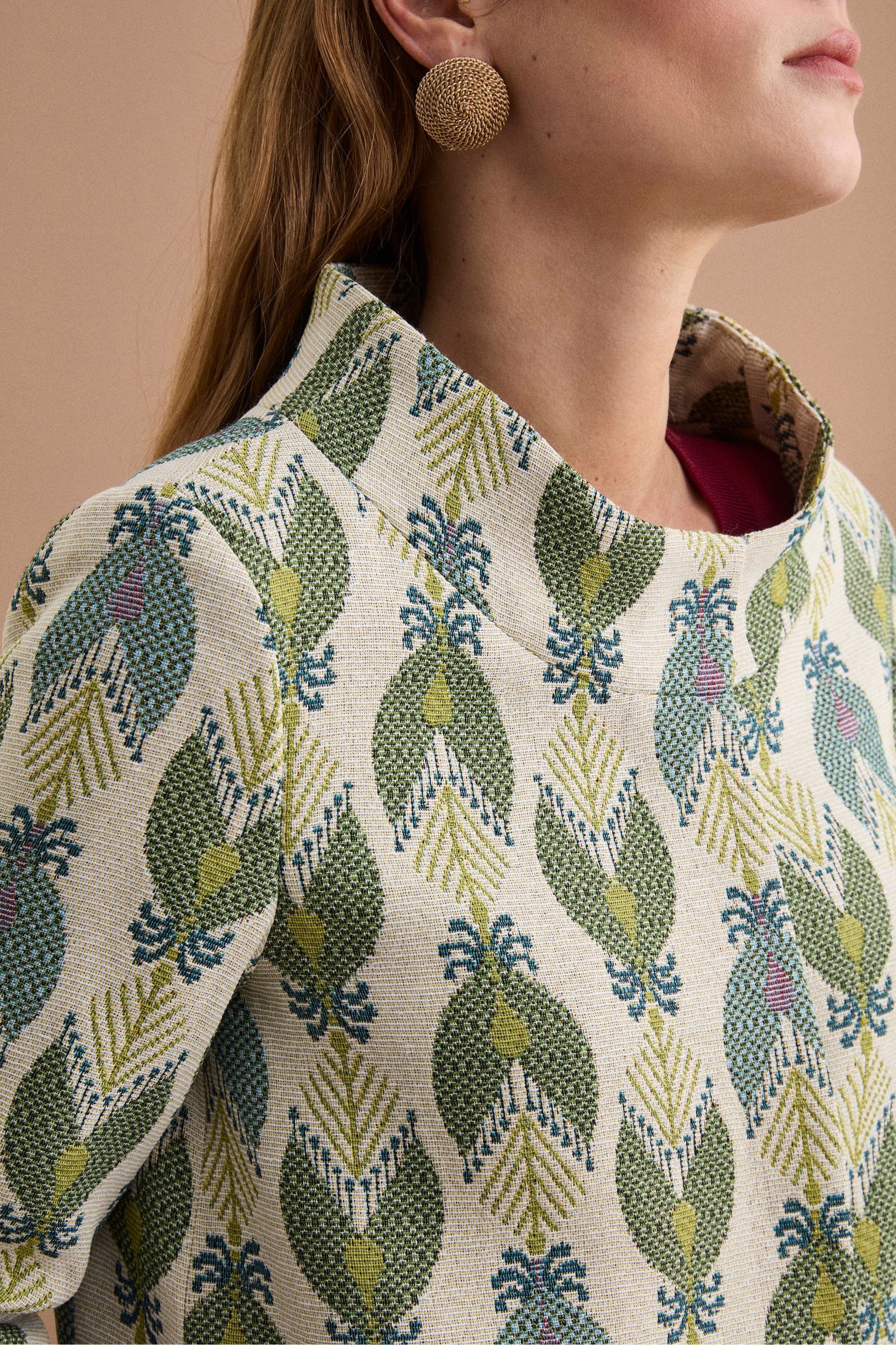 Cappotto Leggero Foderato in Fantasia Jacquard - FANT. VERDE