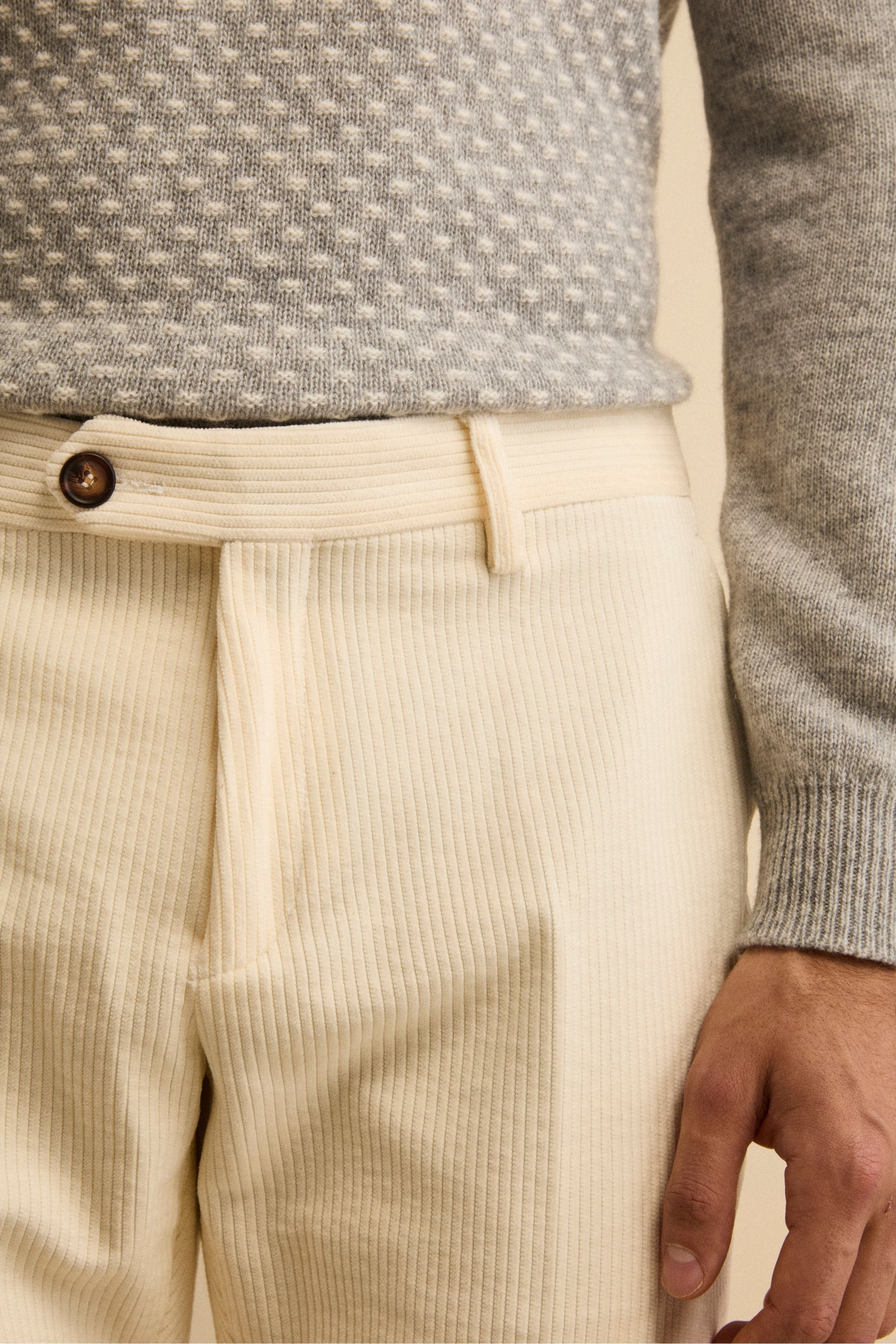 Pantalone in Velluto Regular Fit - BIANCO