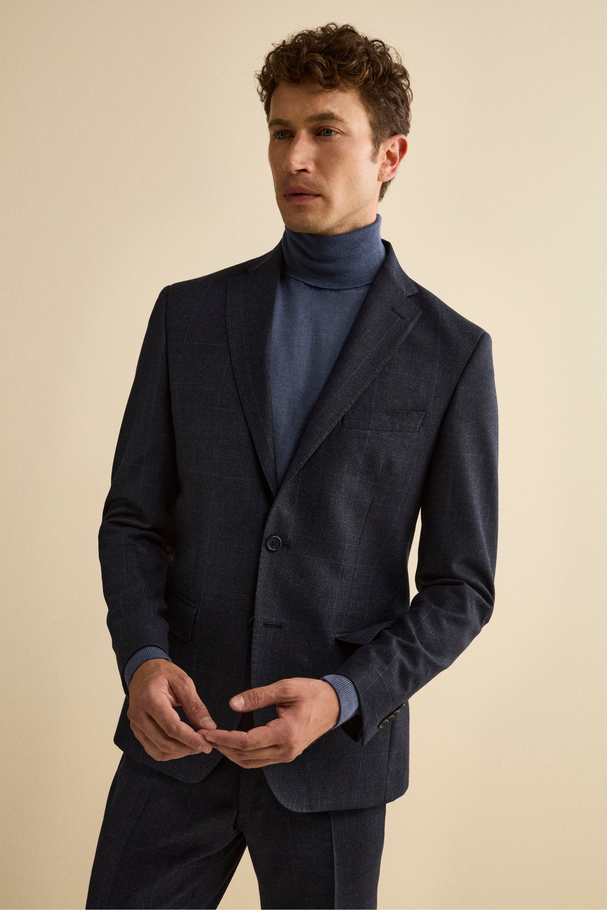 Abito Slim Fit in Lana Vergine con Revers Classico - GALLES BLU