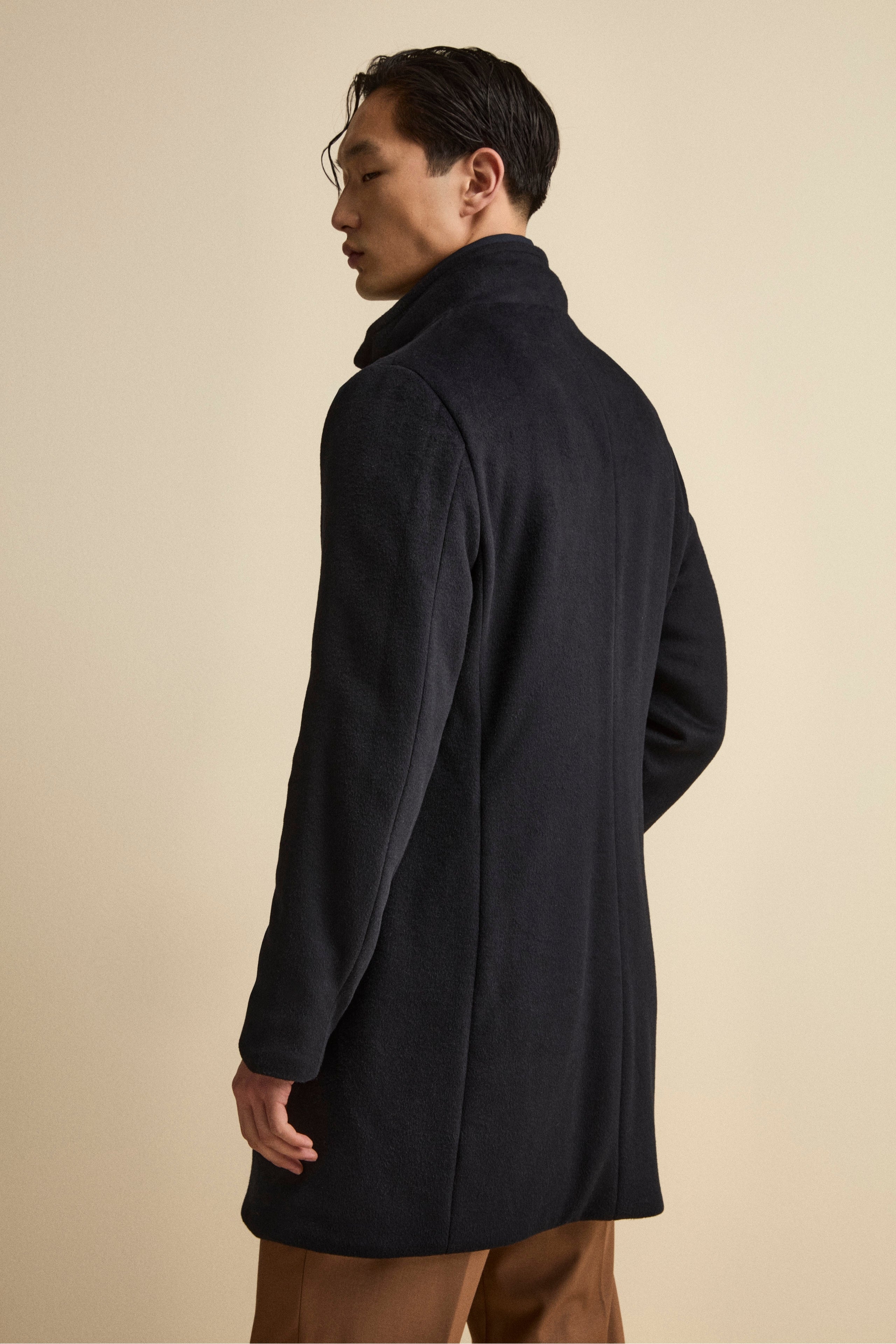 Cappotto Midi in Misto Lana con Pettorina Removibile - BLU