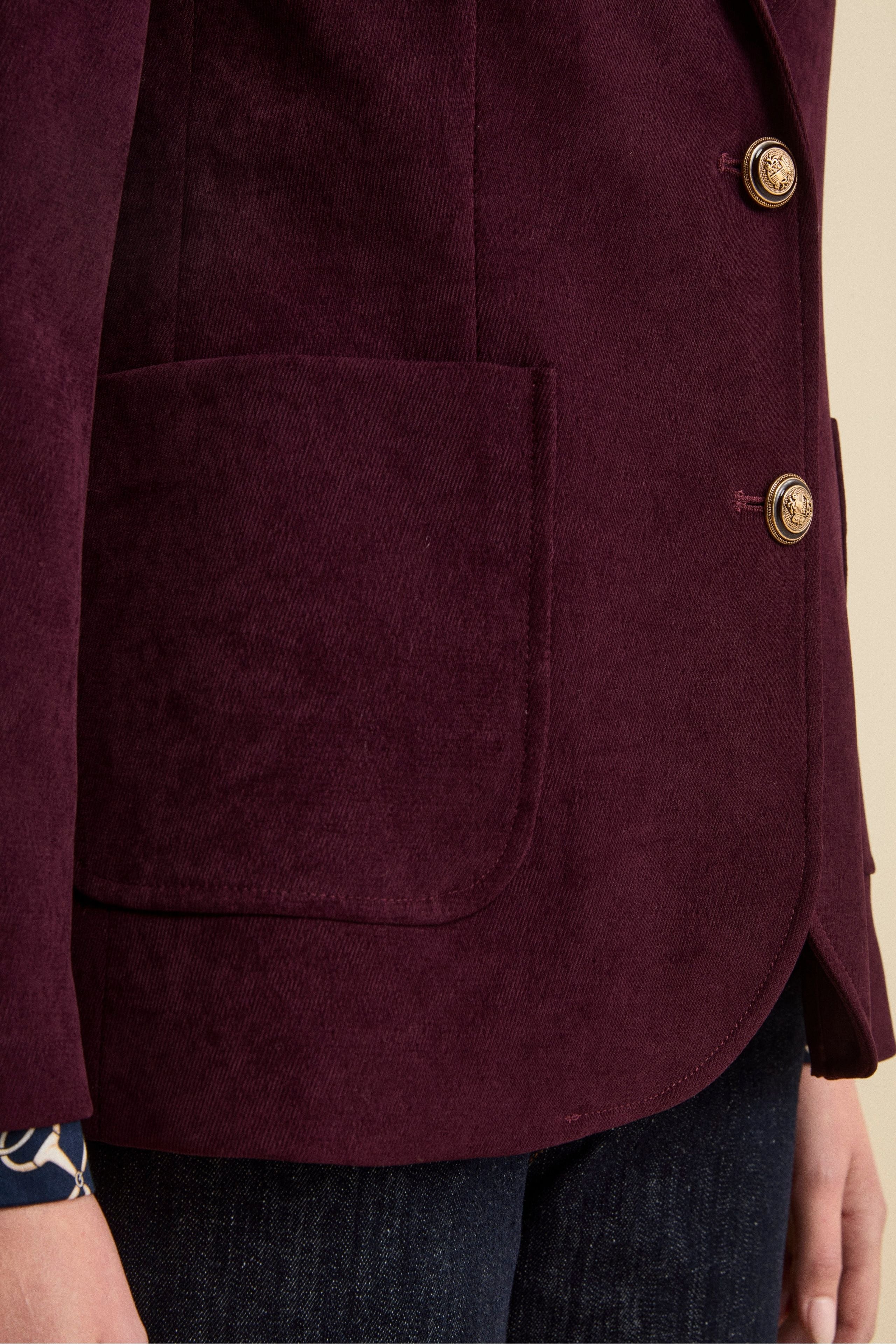 Giacca Foderata Monopetto in Velluto - BORDEAUX