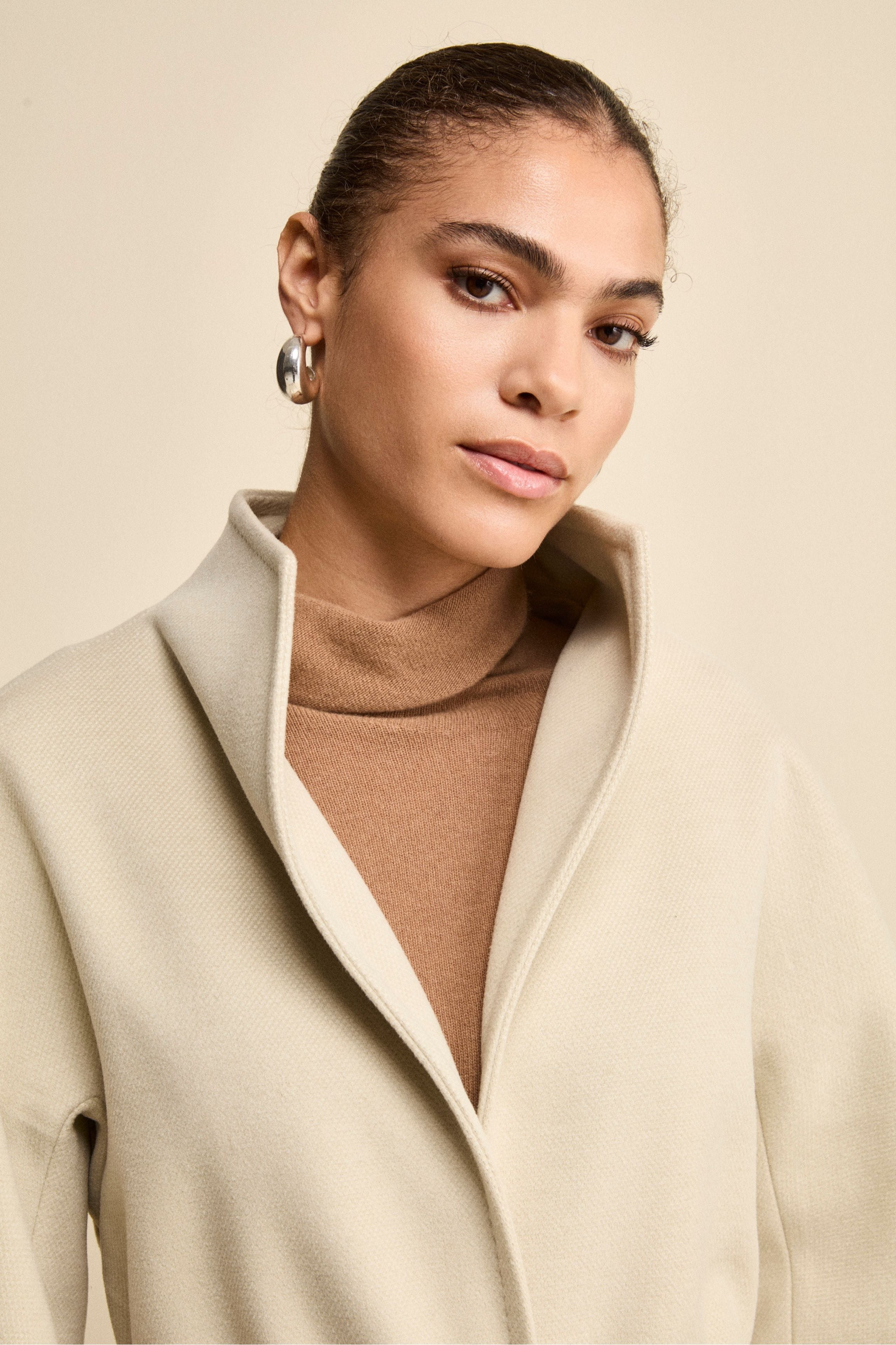 Cappotto Lungo Foderato con Cintura - BEIGE