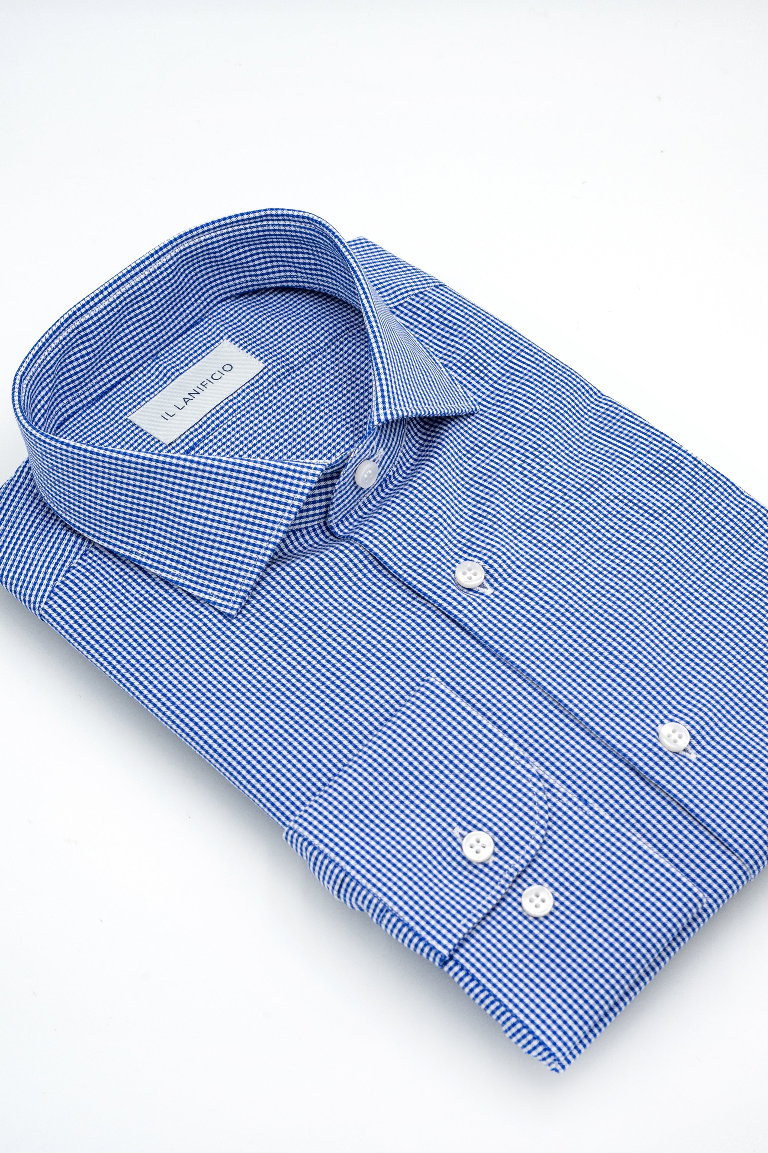Camicia Check Custom Fit in Twill di Cotone - BLU QUADRI