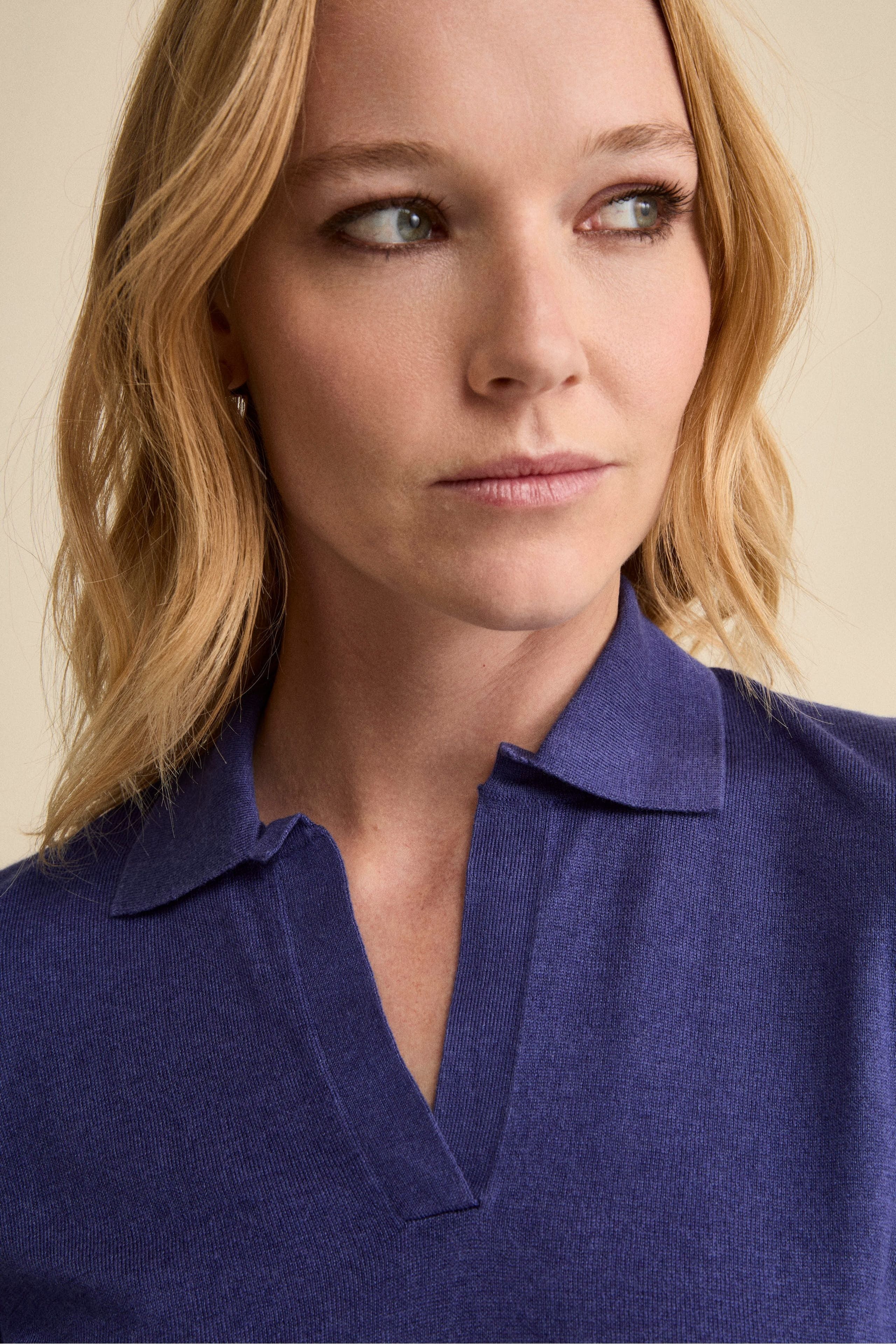 Polo Extrafine in Seta e Cashmere - BLU APERTO