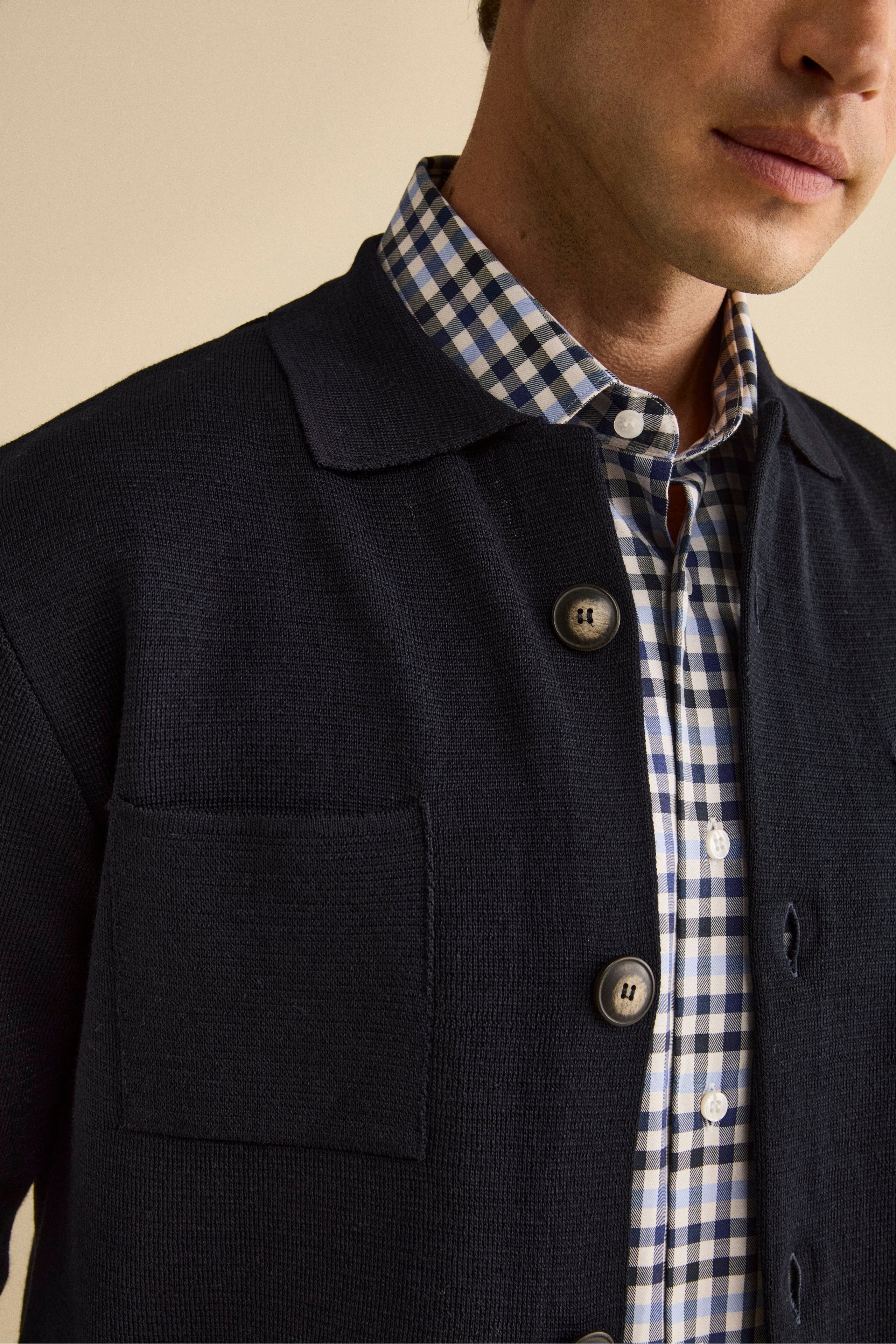 Cardigan in Misto Lana con Tasche - BLU