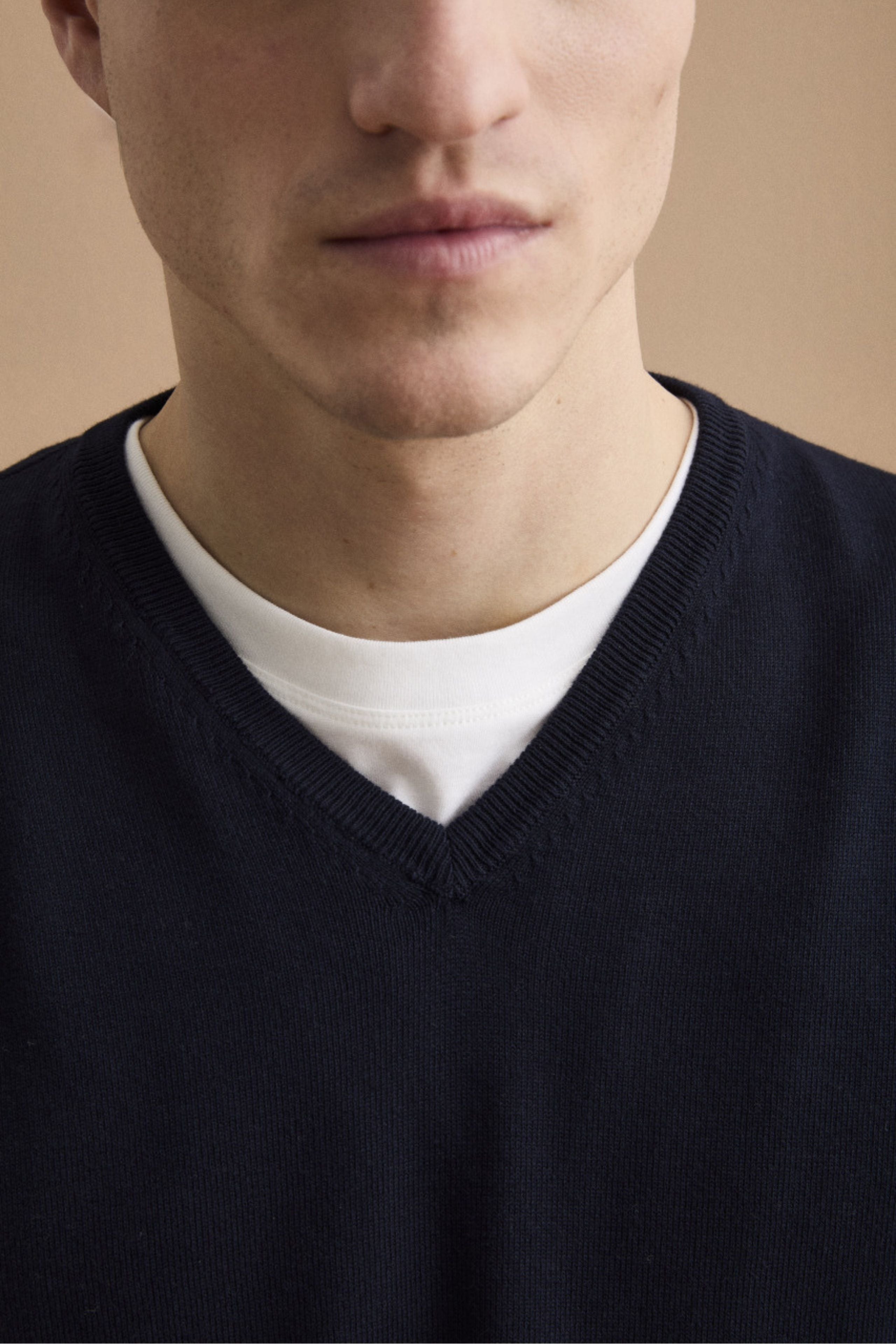 Maglia Scollo a V Regular Fit in Cotone - BLU