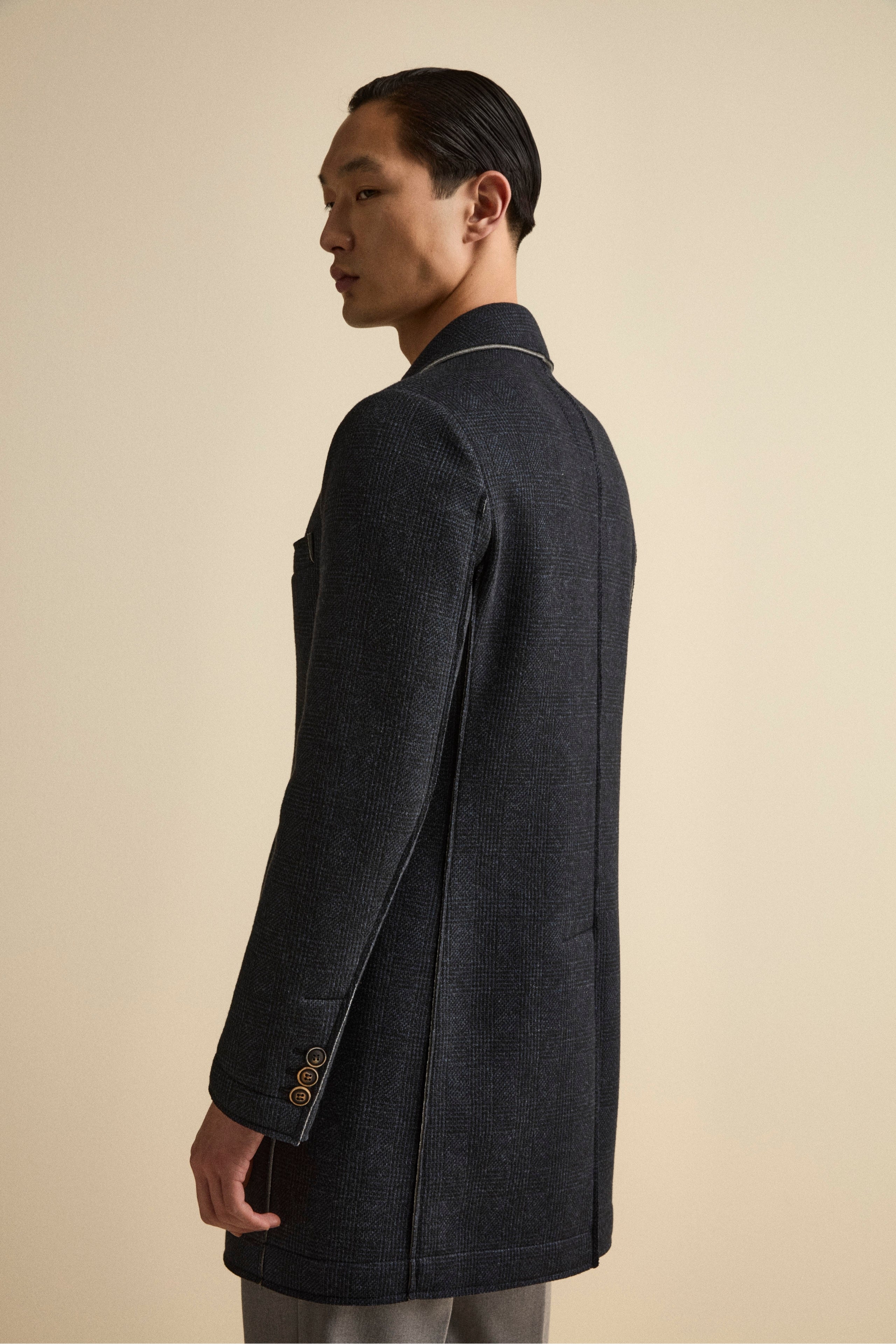 Cappotto Fantasia Midi a Taglio Vivo - P/POULE BLU