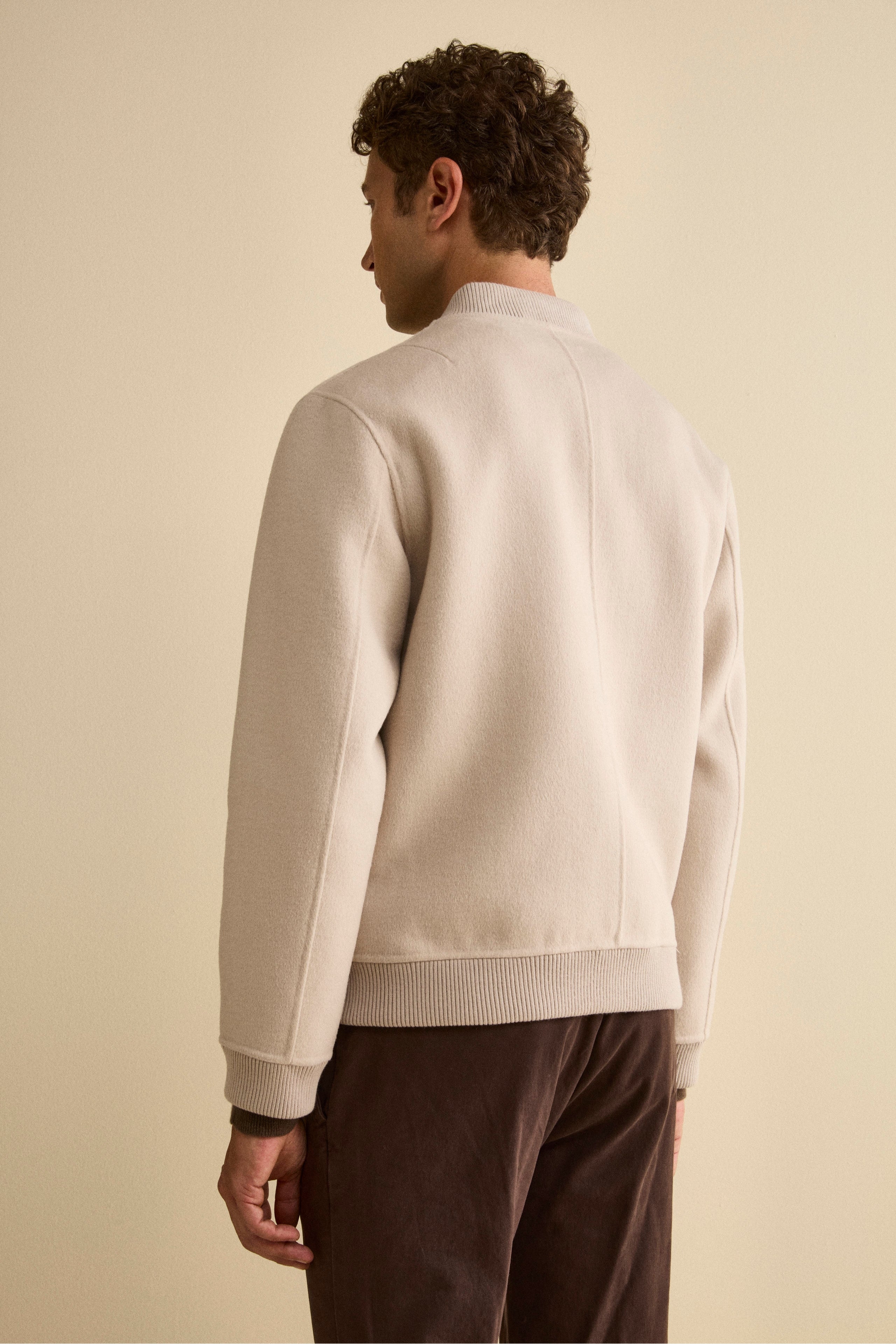 Bomber in Lana con Zip - GHIACCIO