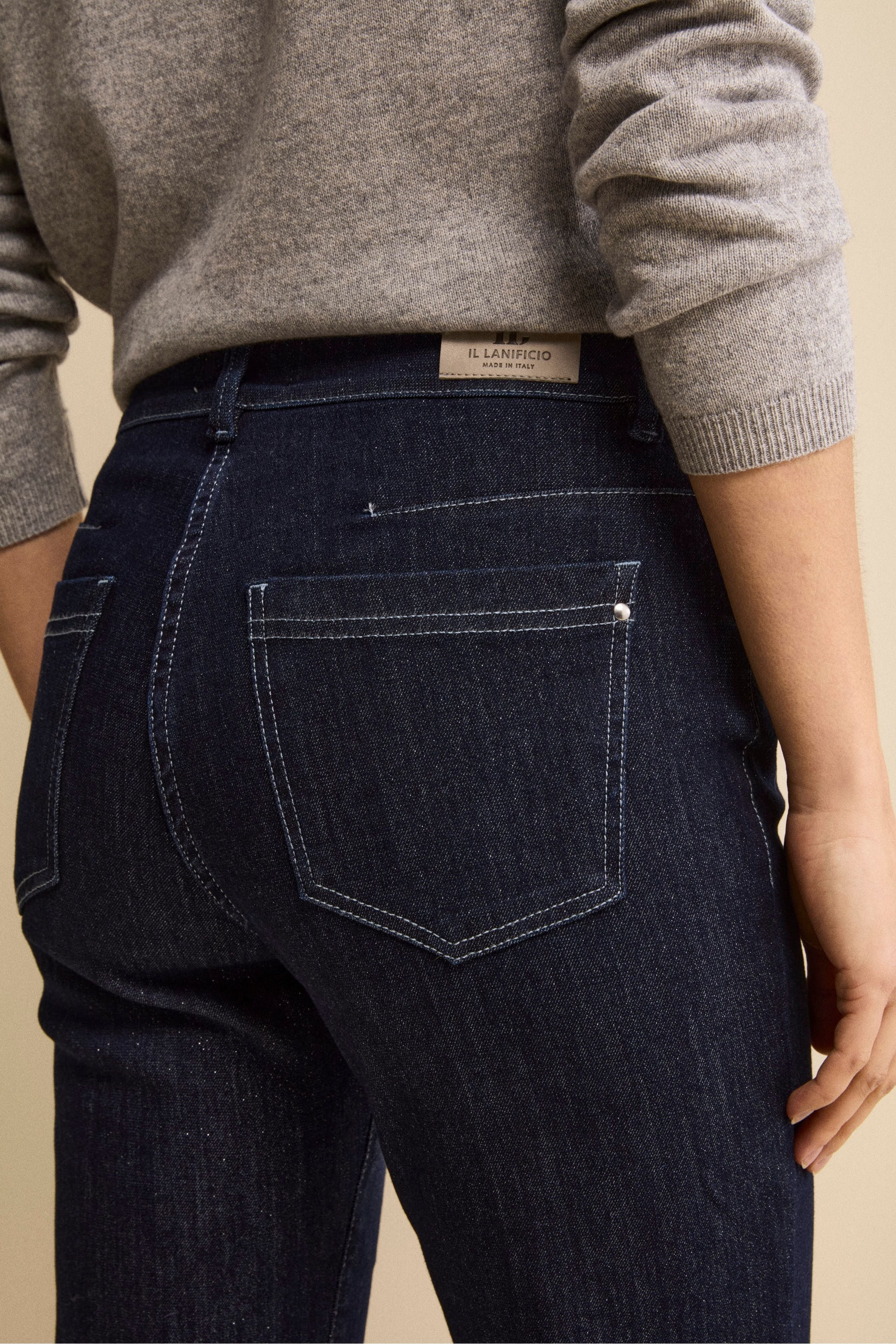 Pantalone Denim in Cotone con Lurex - JEANS