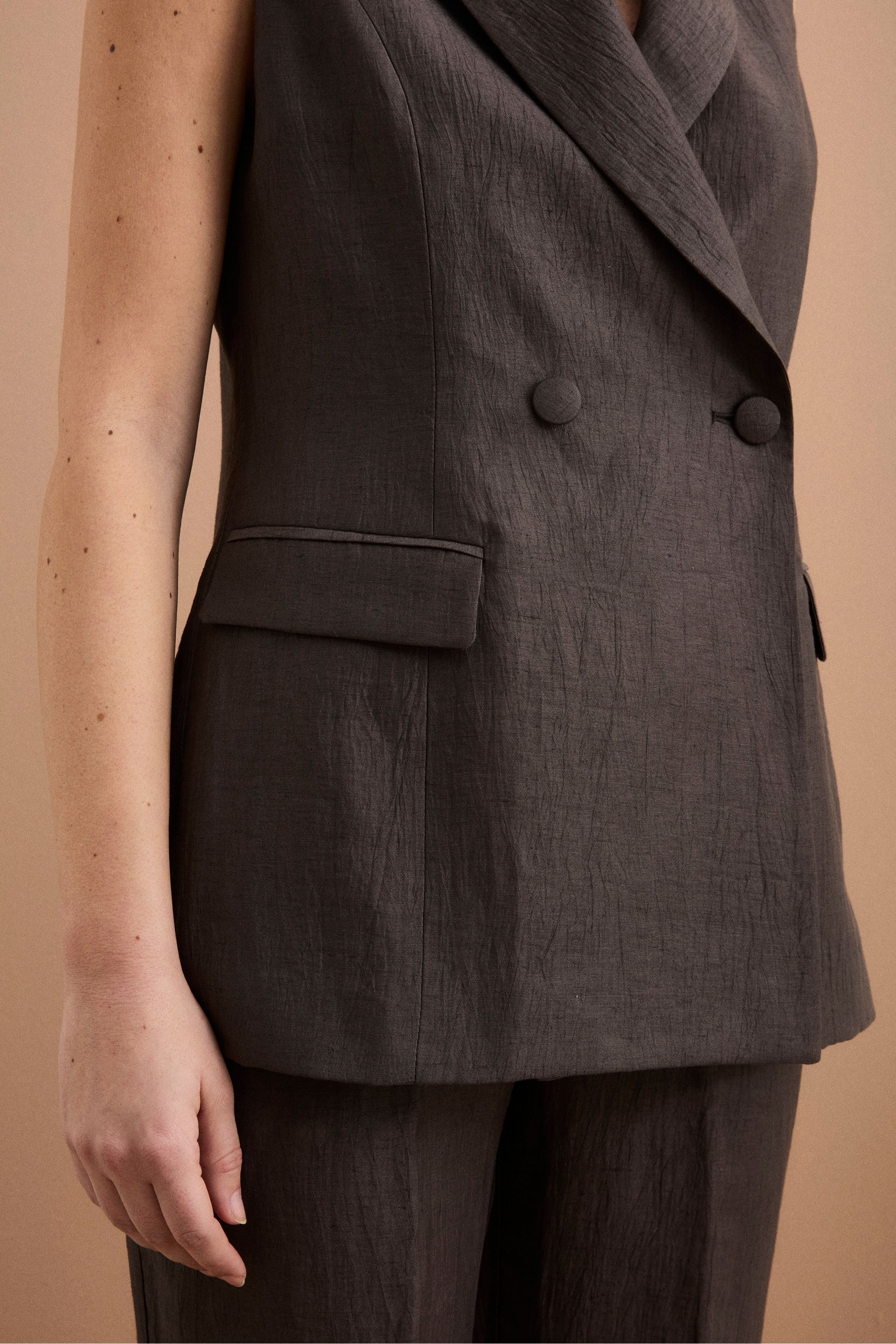 Gilet Doppiopetto in Misto Lino - T.MORO